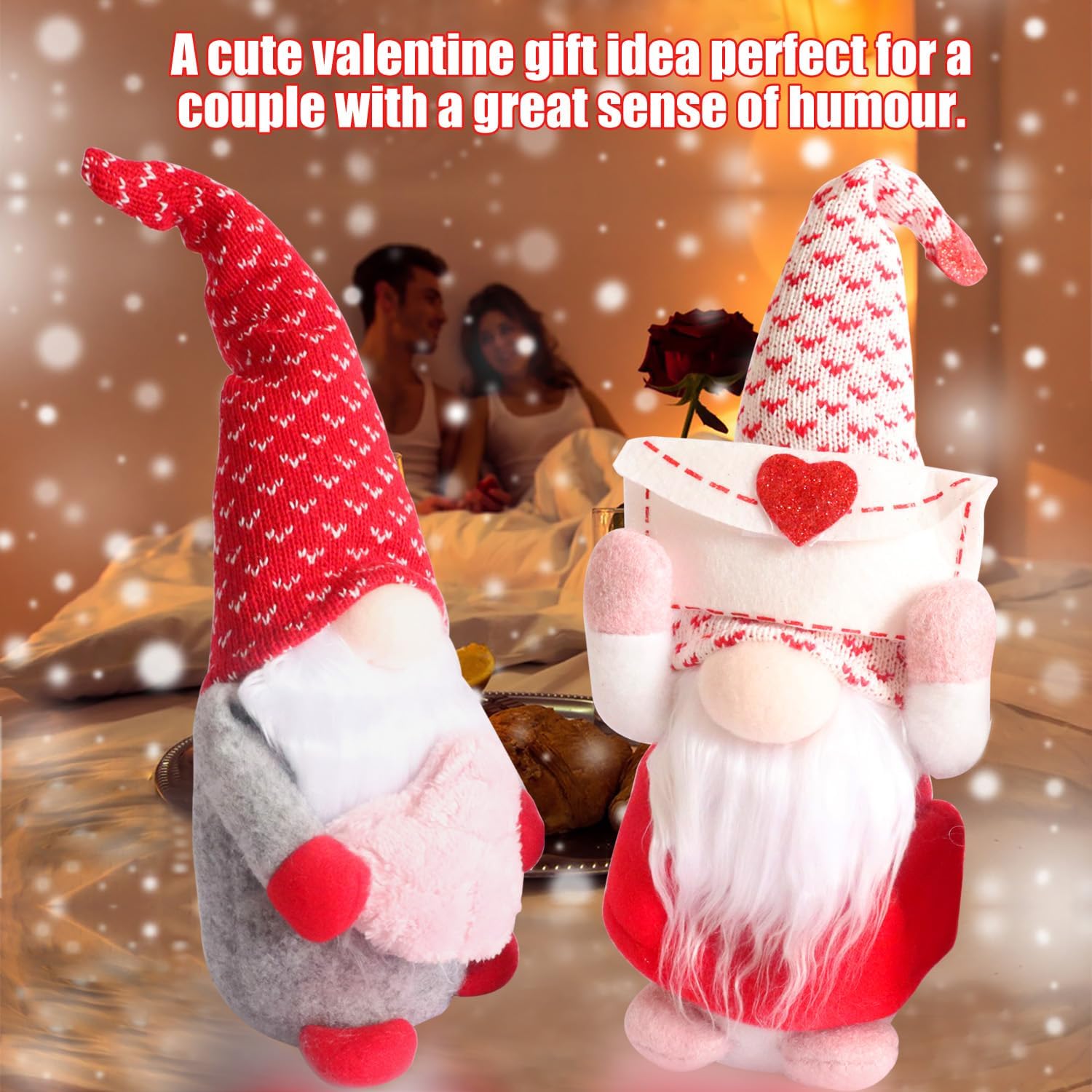 Valentines Gnome Plush Dolls Set Mr and Mrs Table Decor Gift