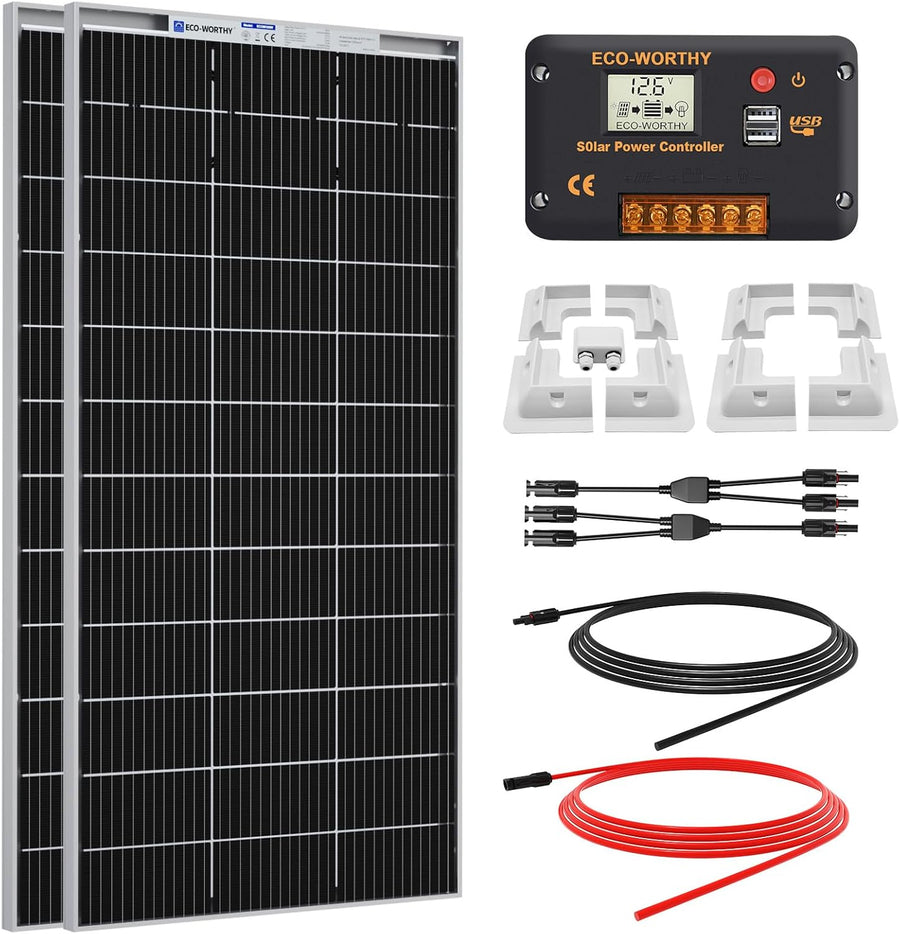 390W Solar Panel Kit 12V Bifacial Mono RV Caravan Controller Kit