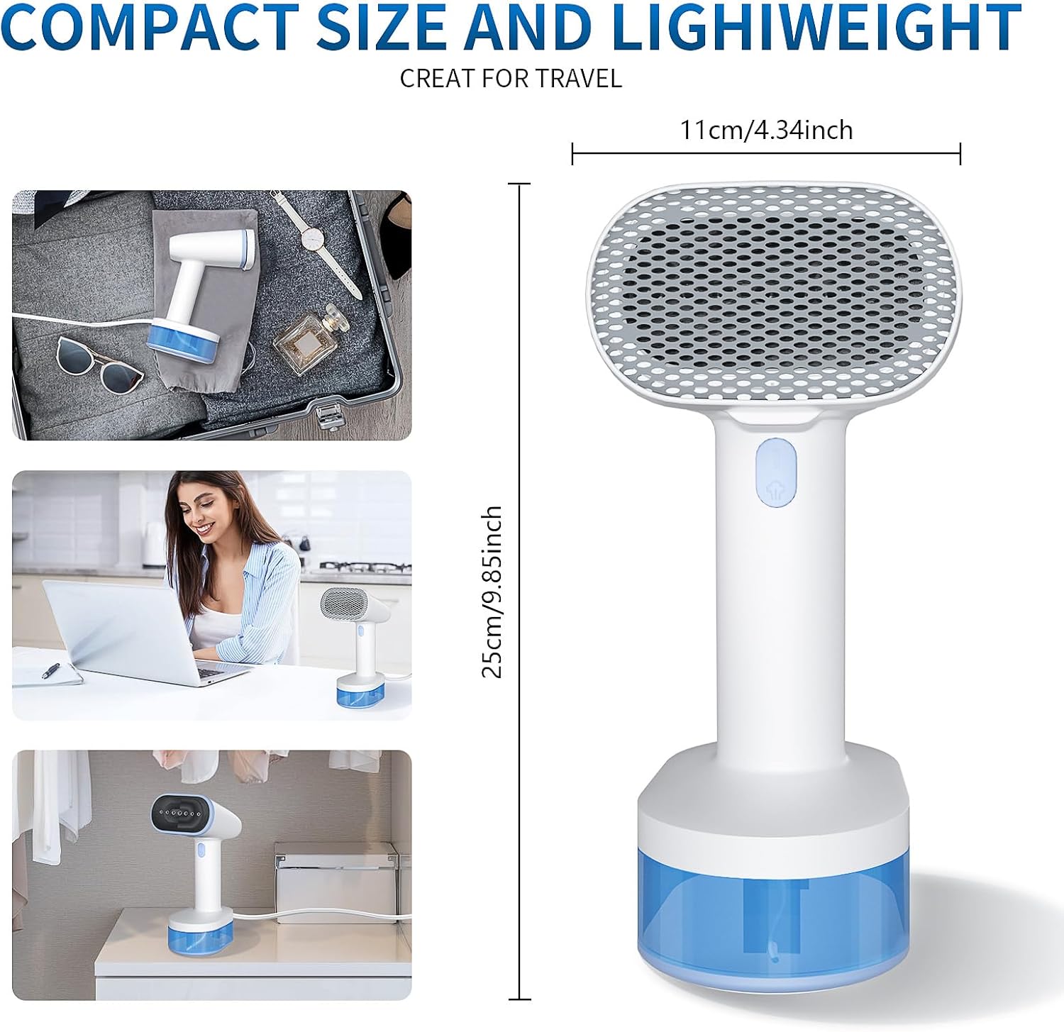 Handheld Garment Steamer 1600W Fast Heat 20s 250ml Travel Iron
