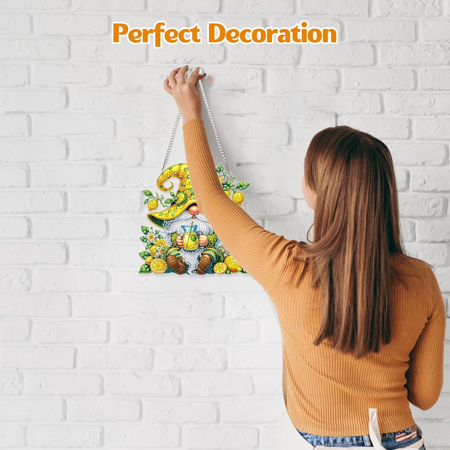 Lemon Gnome Diamond Art Hanging DIY Kit Double Sided Decor
