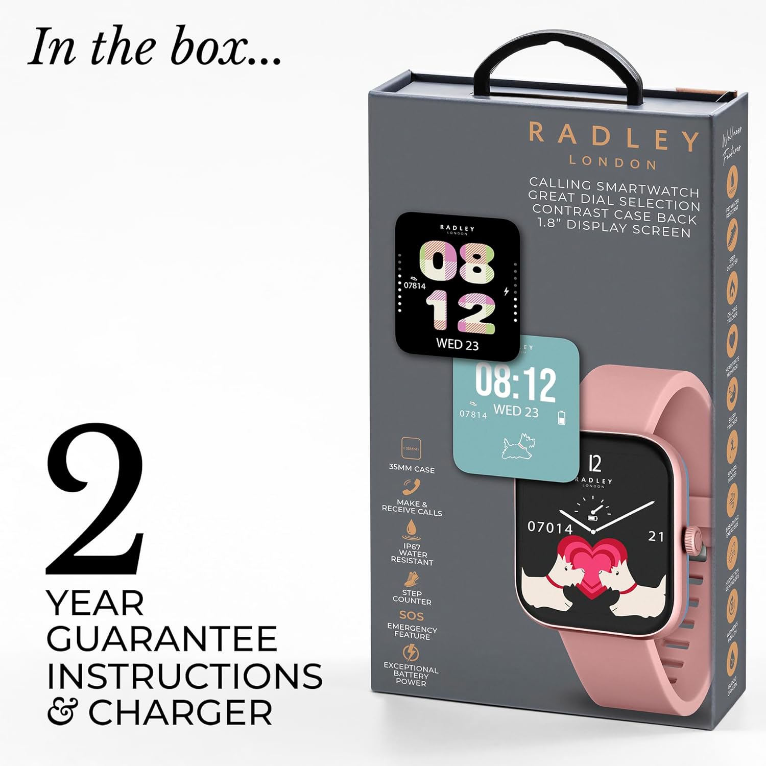 Womens Smart Watch Pink Strap Bluetooth Call 1.80