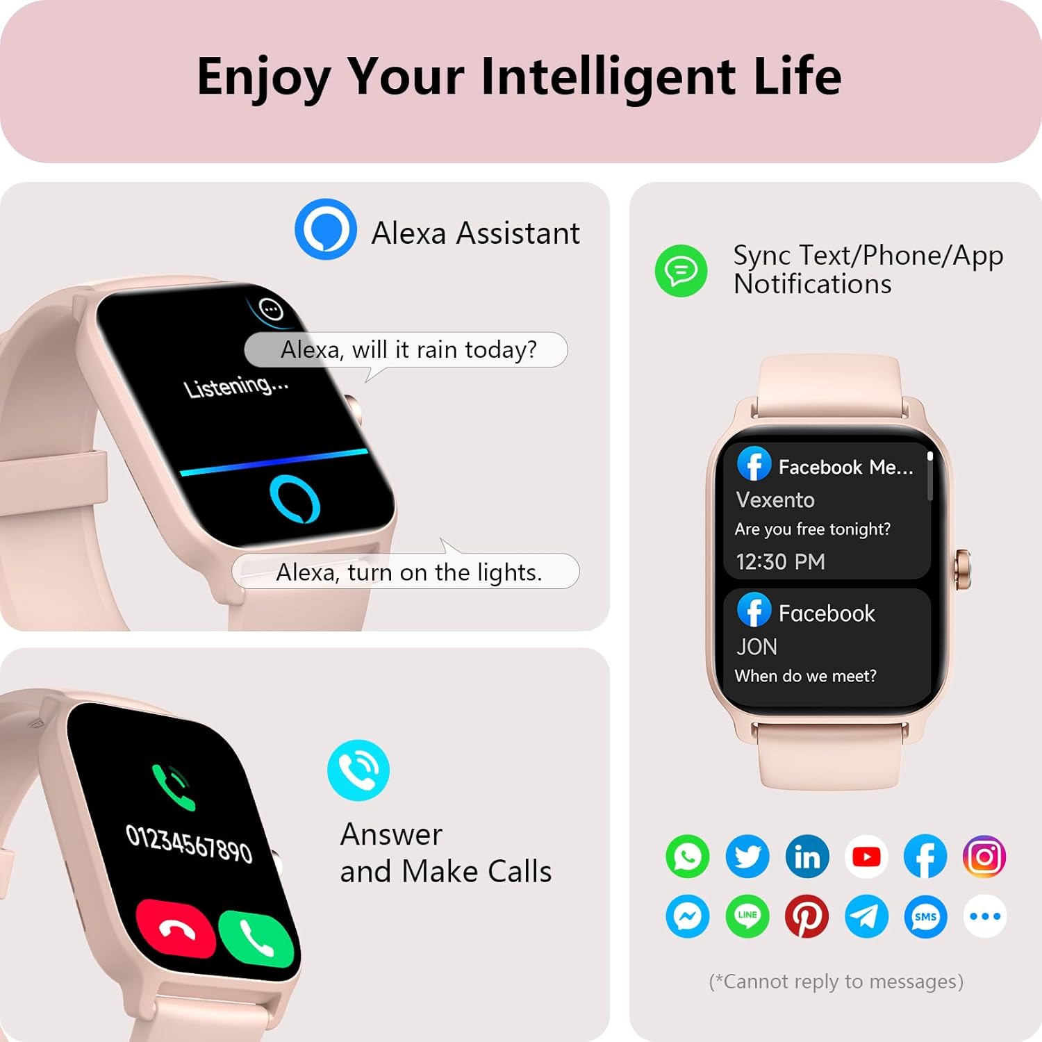 Womens Smart Watch Bluetooth Call Alexa Fitness Tracker