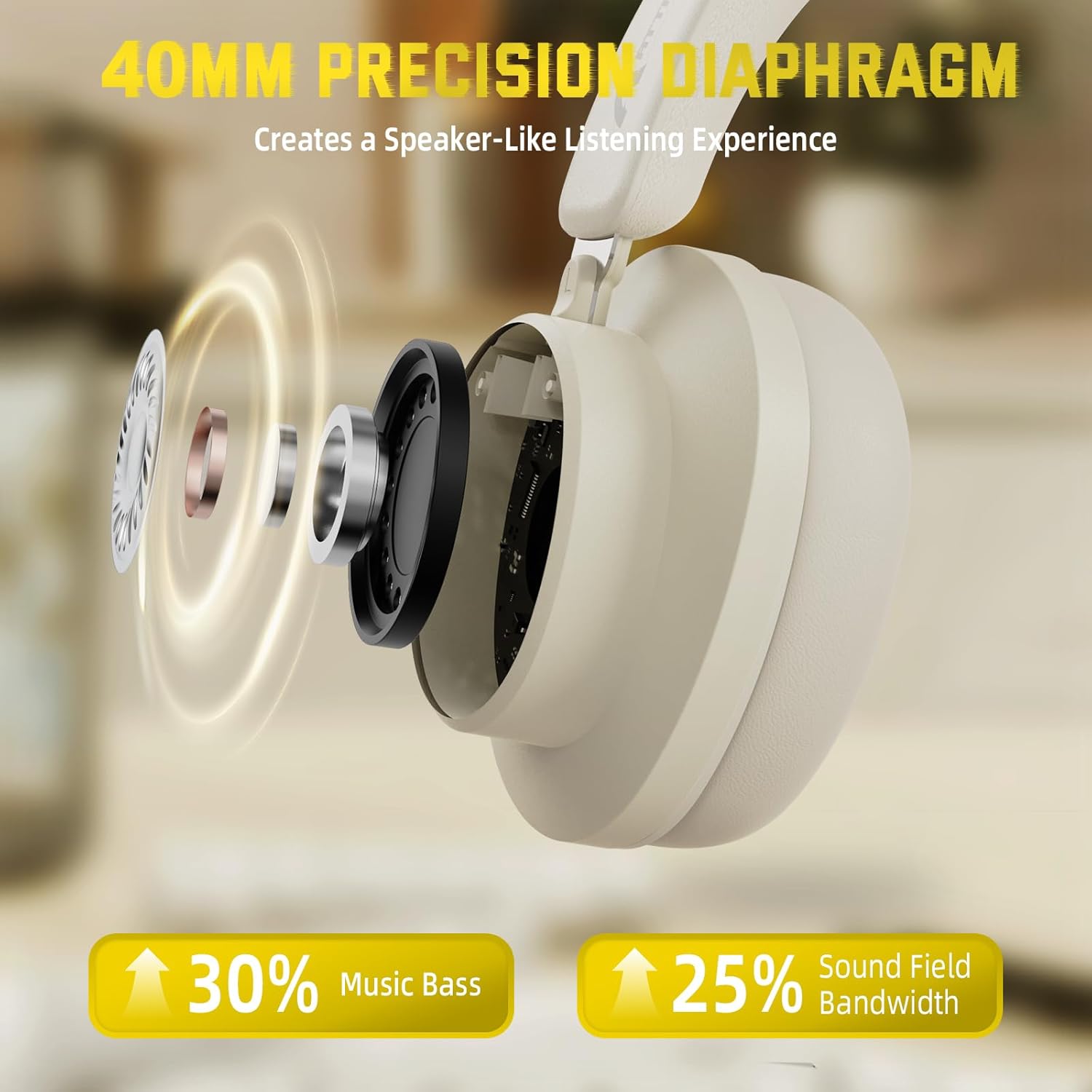Noise Cancelling Bluetooth Over Ear Headphones Foldable Wireless Mic