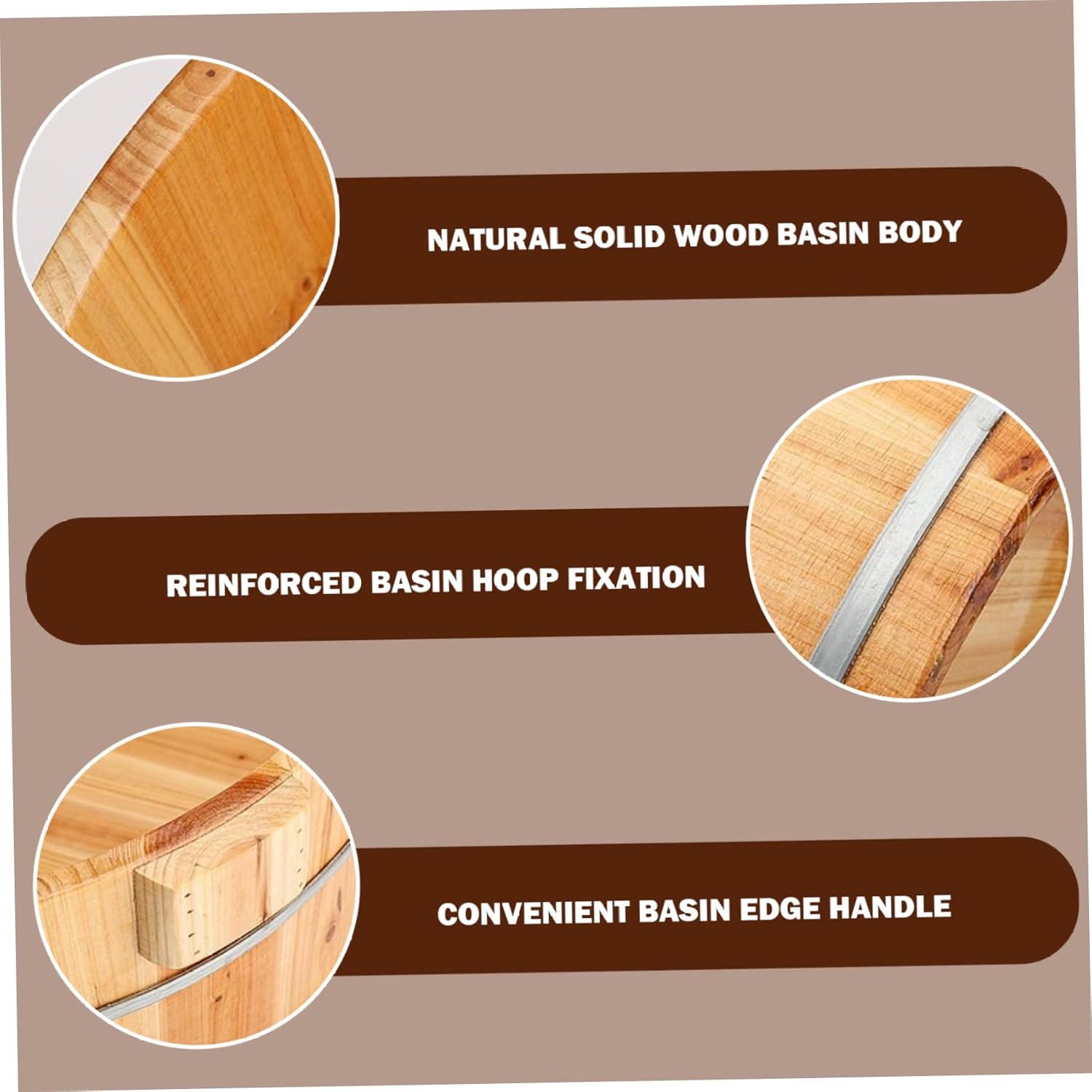 Wooden Foot Bath Basin Pedicure Bowl Spa Soak Tub 36cm