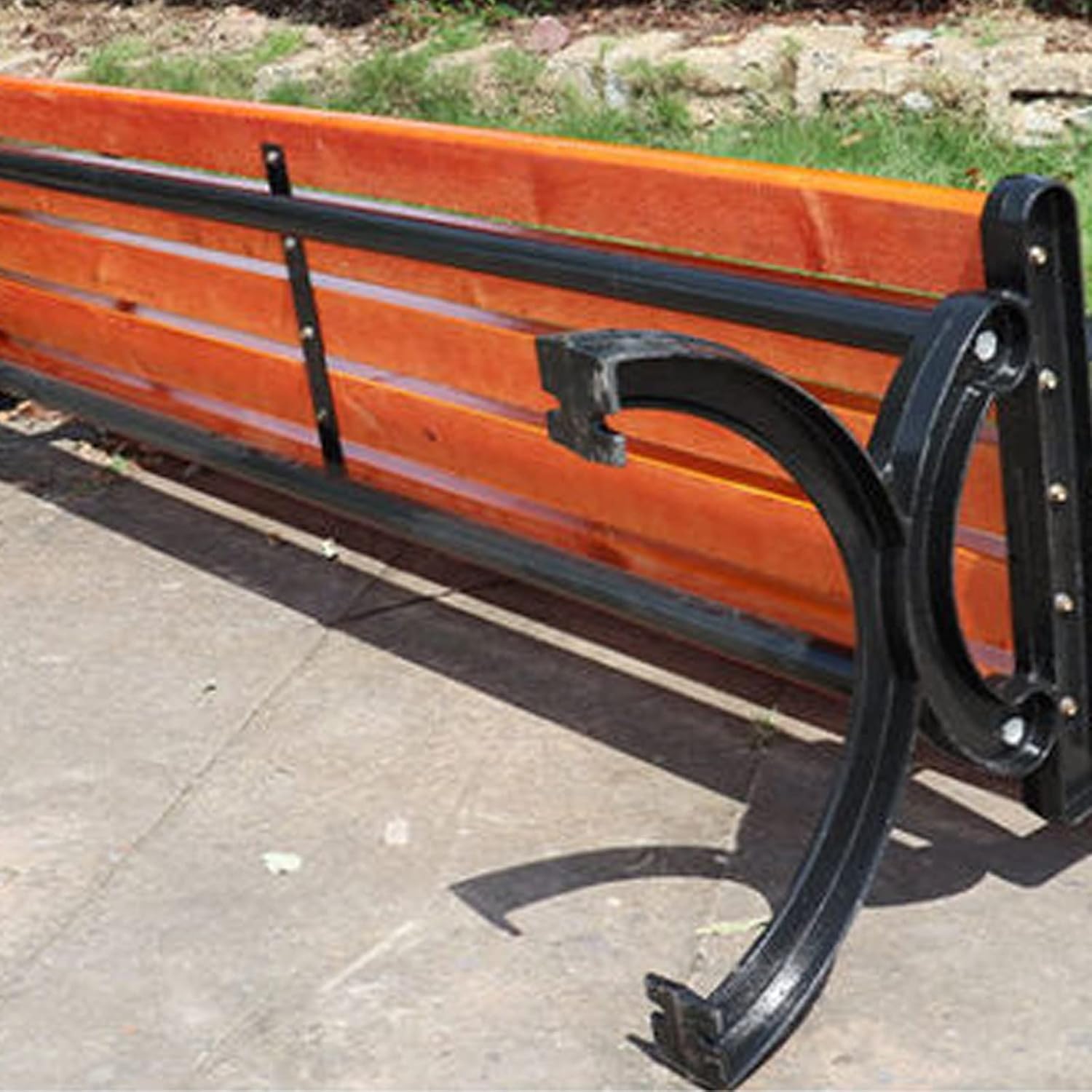 Outdoor Garden Bench 1.2m Hardwood & Cast Iron Patio Park Seat Weatherproof