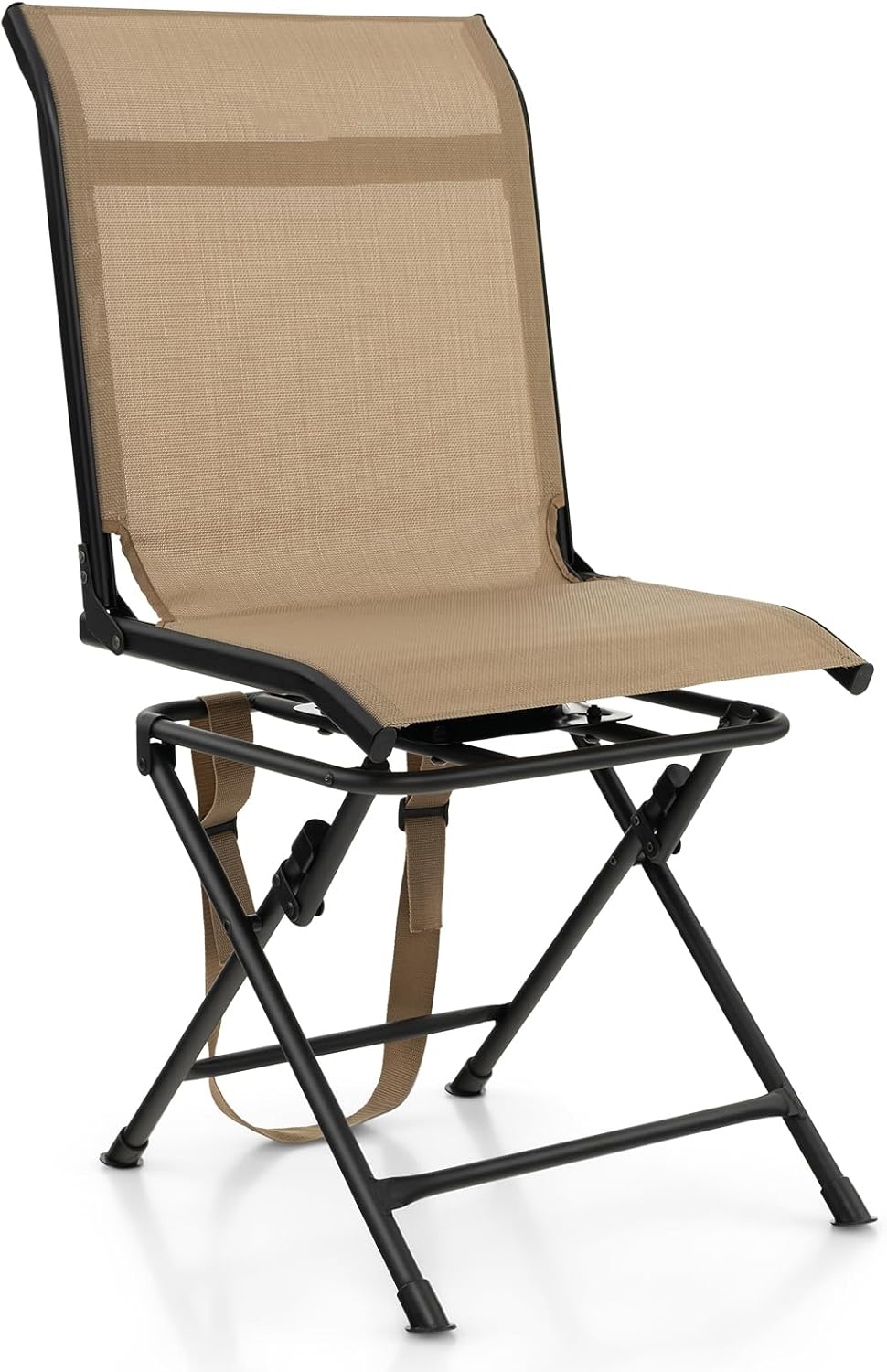 360 Swivel Folding Hunting Chair Mesh Back Brown