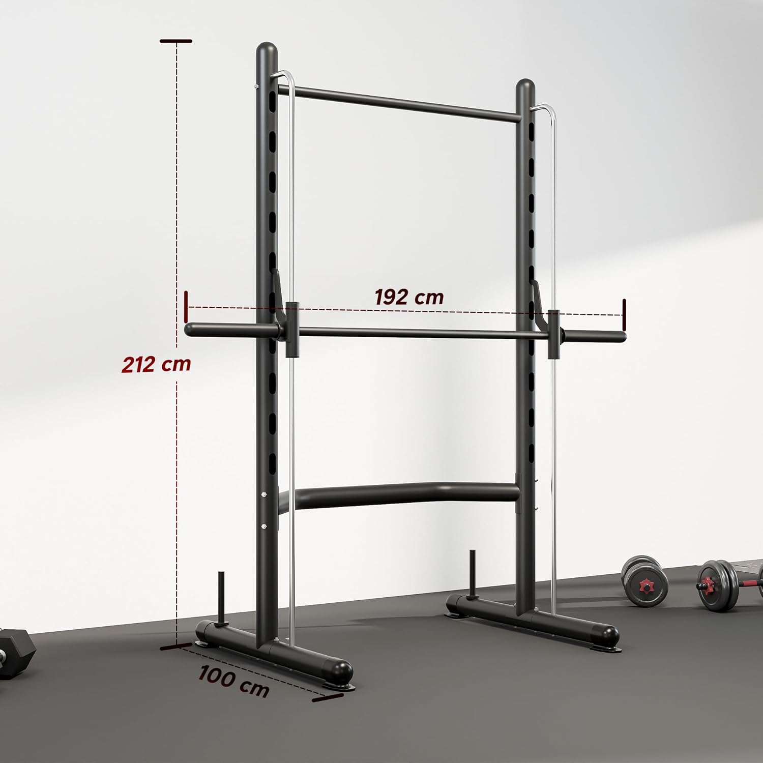 Smith Machine Squat Rack w Pull Up Bar Adjustable Barbell Stand Gym