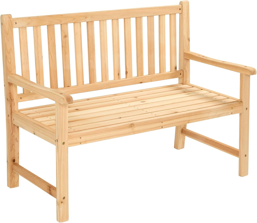 2 Seater Wooden Garden Bench Cedar Outdoor Patio Seat w/Armrests