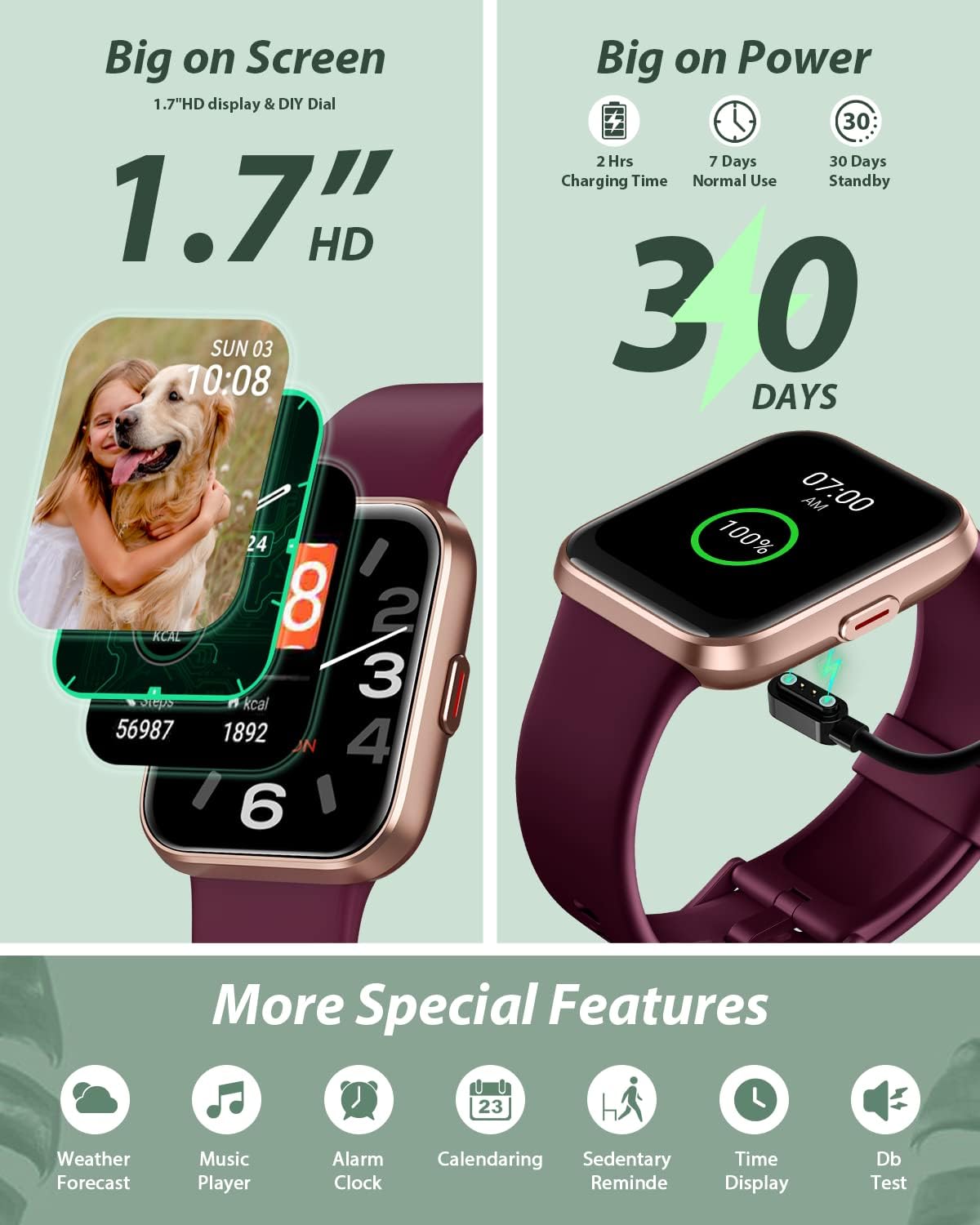 Ladies Smart Fitness Watch Bluetooth Call Alexa 120 Sports Waterproof