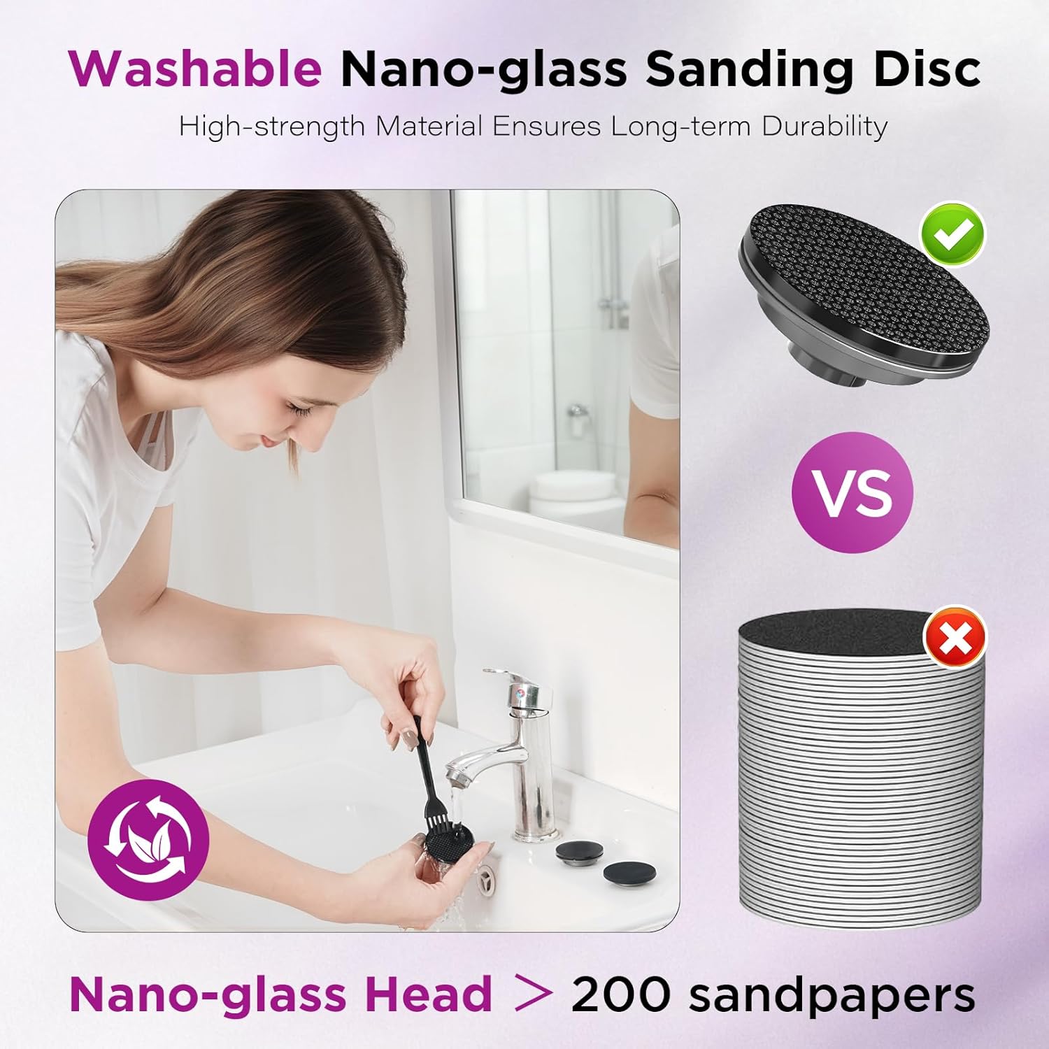 Electric Foot File Callus Remover Rechargeable Nano Glass