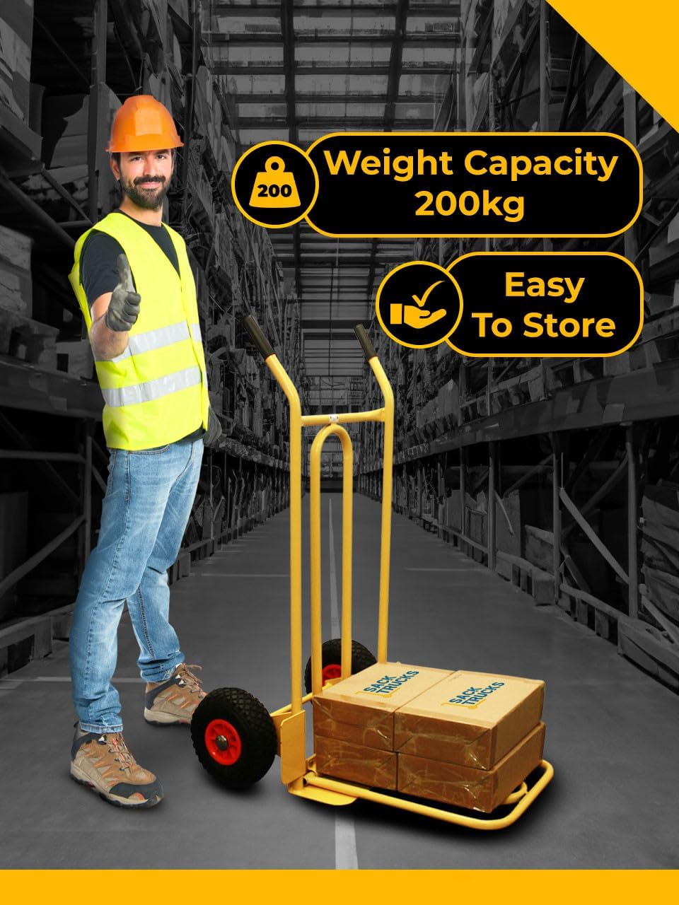 Heavy Duty Sack Truck 200KG Pneumatic Wheel Barrow