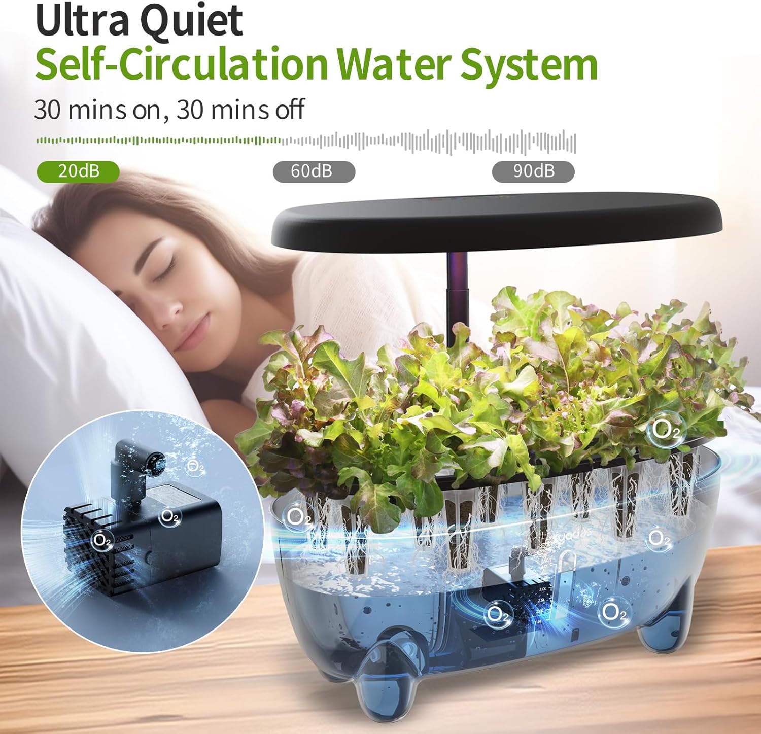 Hydroponic Growing System 12 Pods LED Indoor Herb Garden Black
