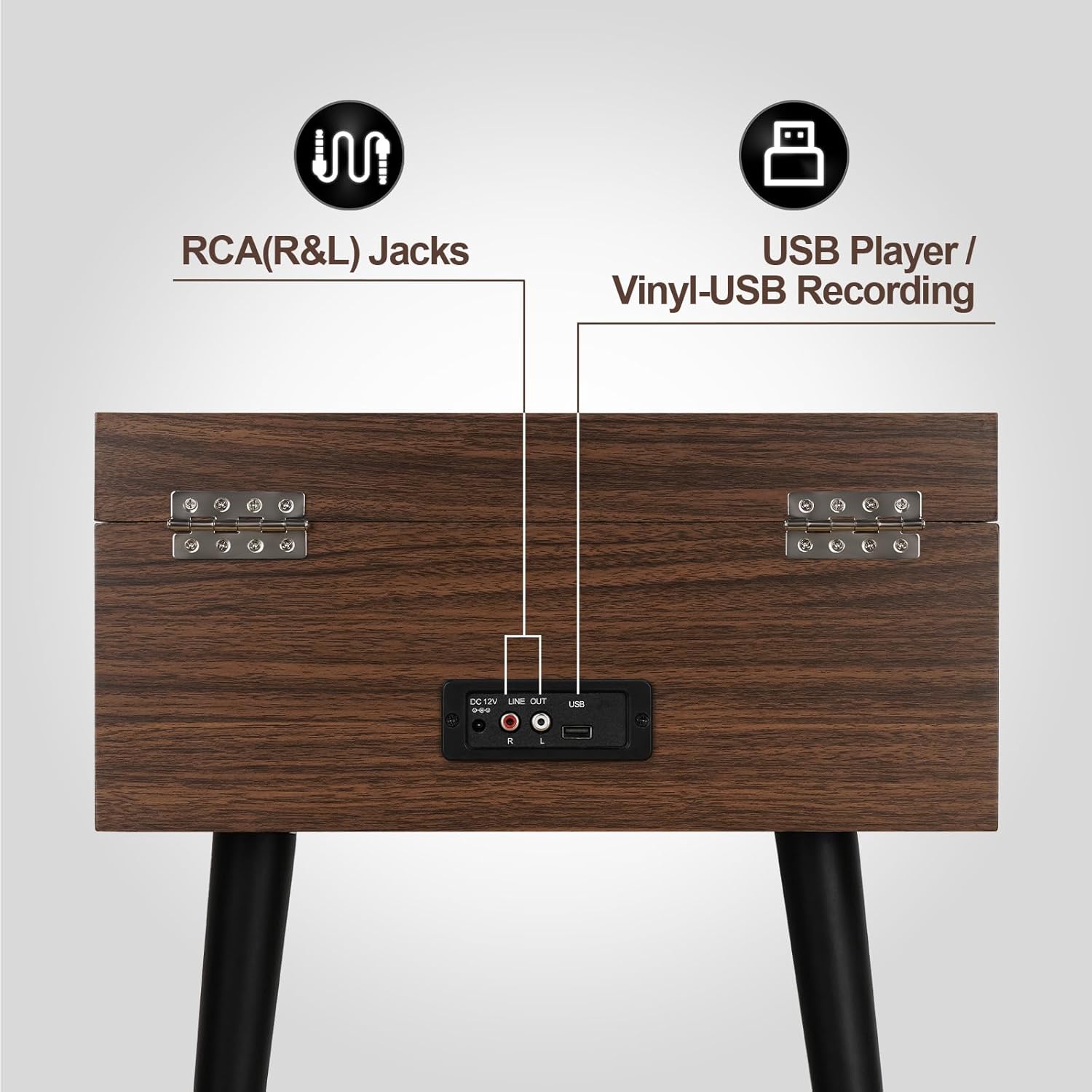 3 Speed Bluetooth Record Player with Legs USB Recorder