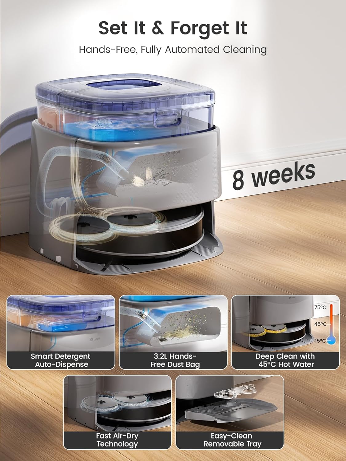 Robot Vacuum Mop 20000Pa Self Empty Wash Dry LiDAR