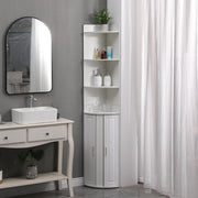 Tall Slim Bathroom Cabinet White Corner Storage Shelves Unit