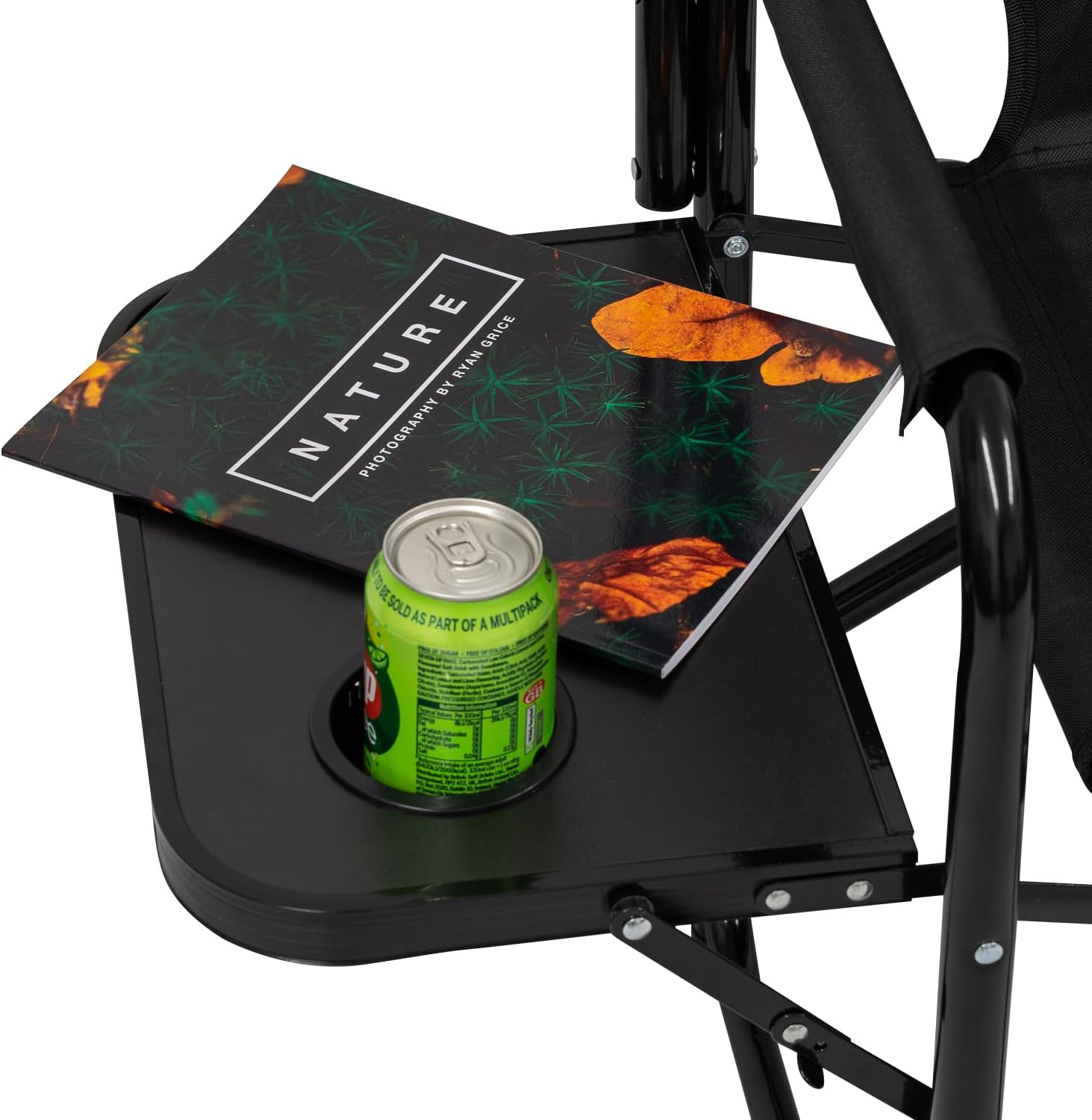 Aluminium Directors Chair with Side Table Pockets Black