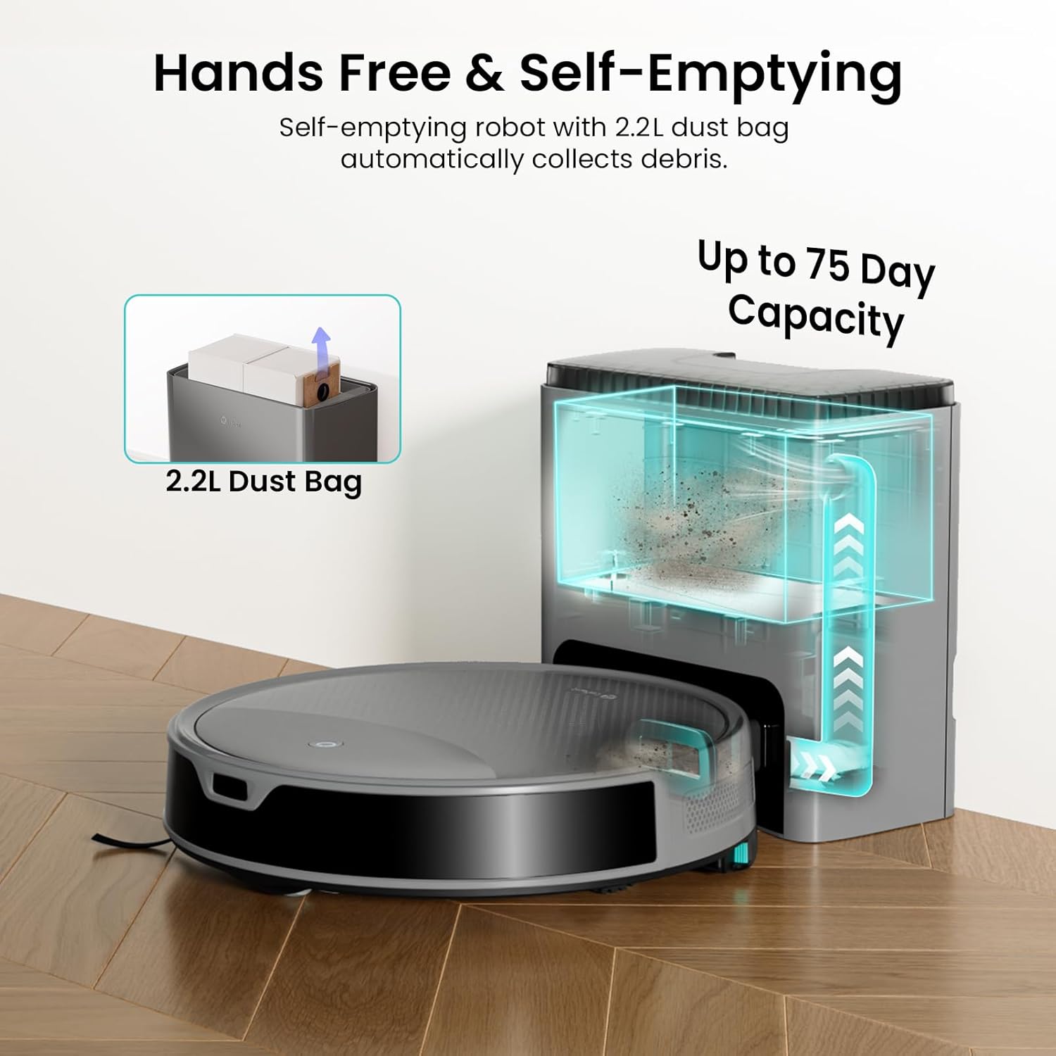 Robot Vacuum Mop 6000Pa Self Empty 75 Days Slim LiDAR WiFi