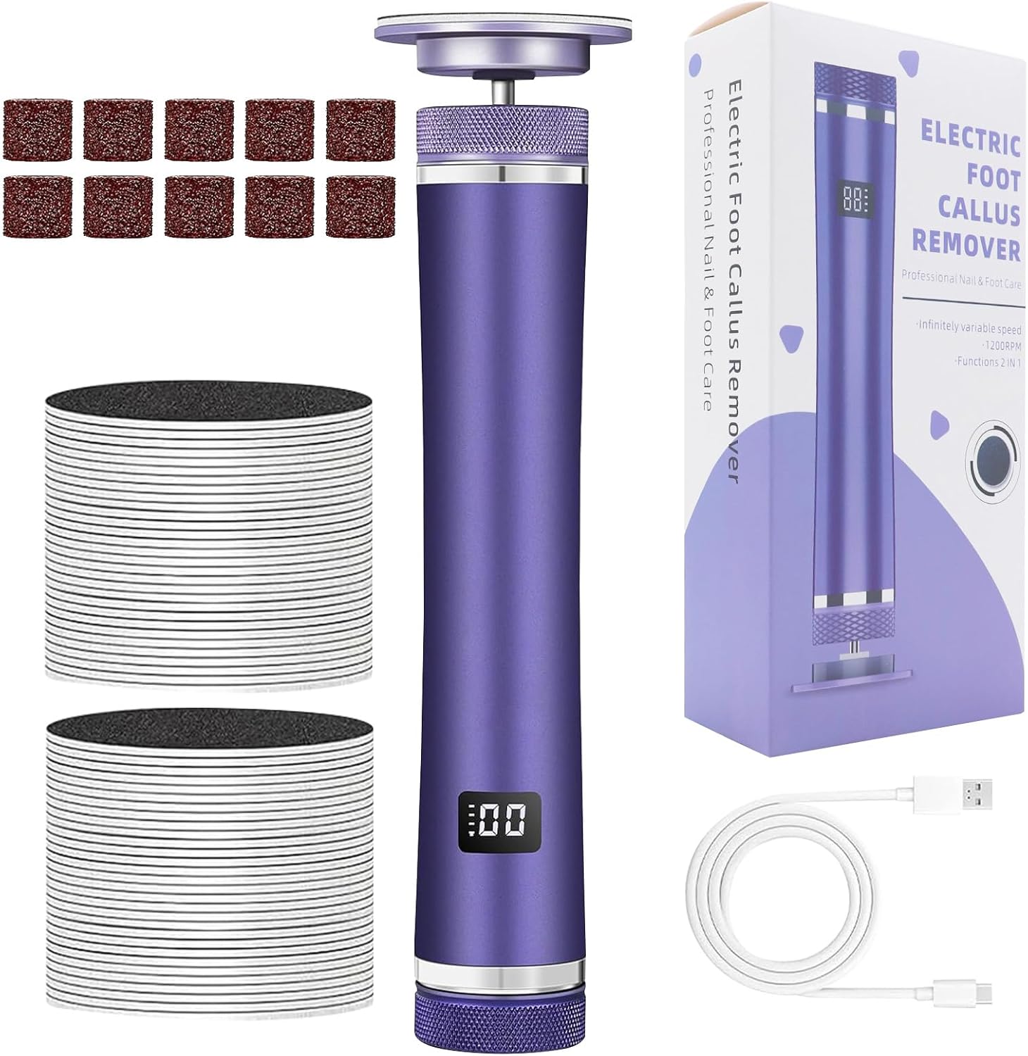 Electric Callus Remover Rechargeable 12 Speed Foot Grinder Kit
