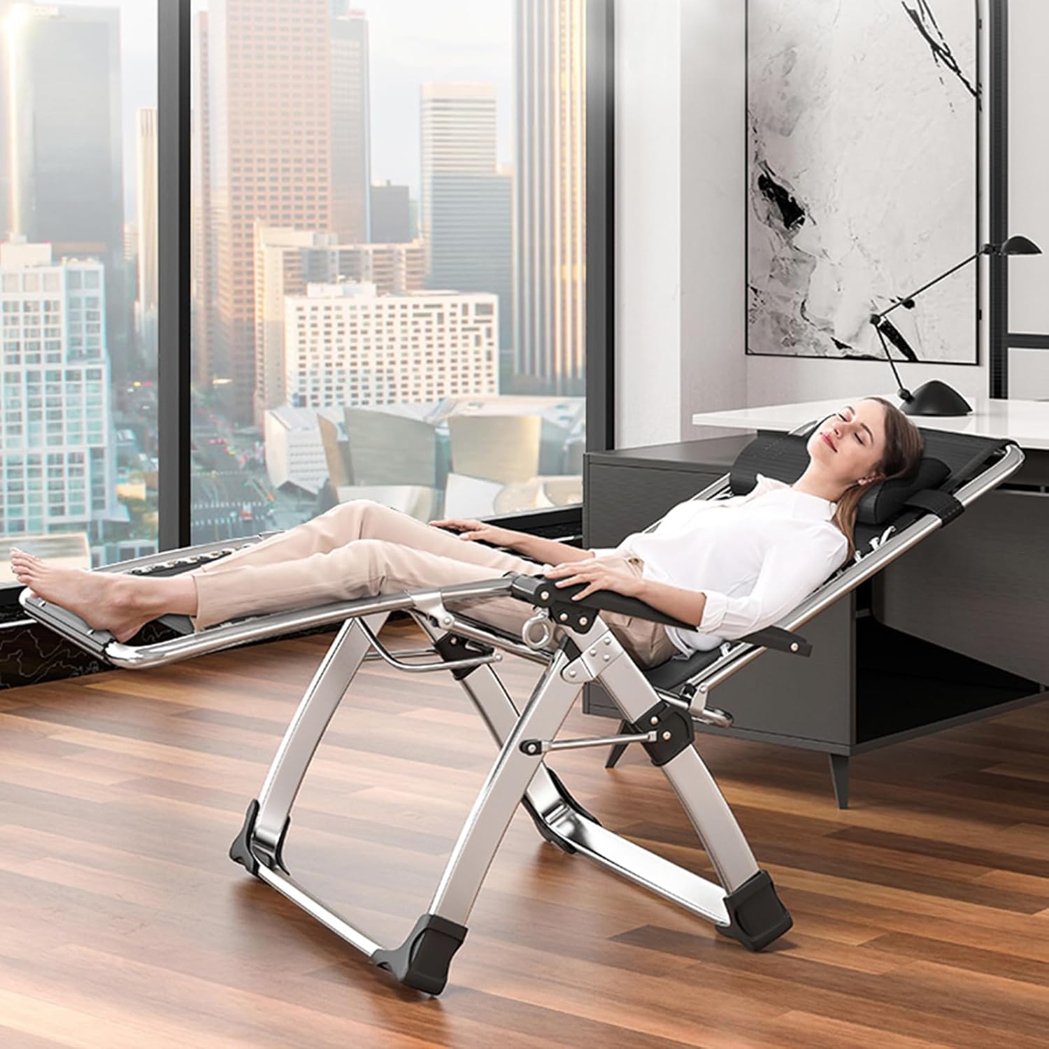Zero Gravity Folding Sun Lounger Chair Grey 200KG