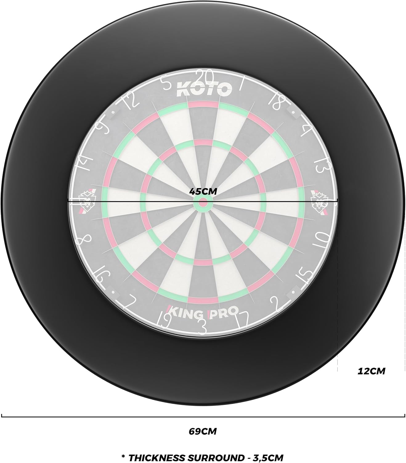 Dartboard Surround Ring PU Wall Protector 45.5cm Inner Thick Edge