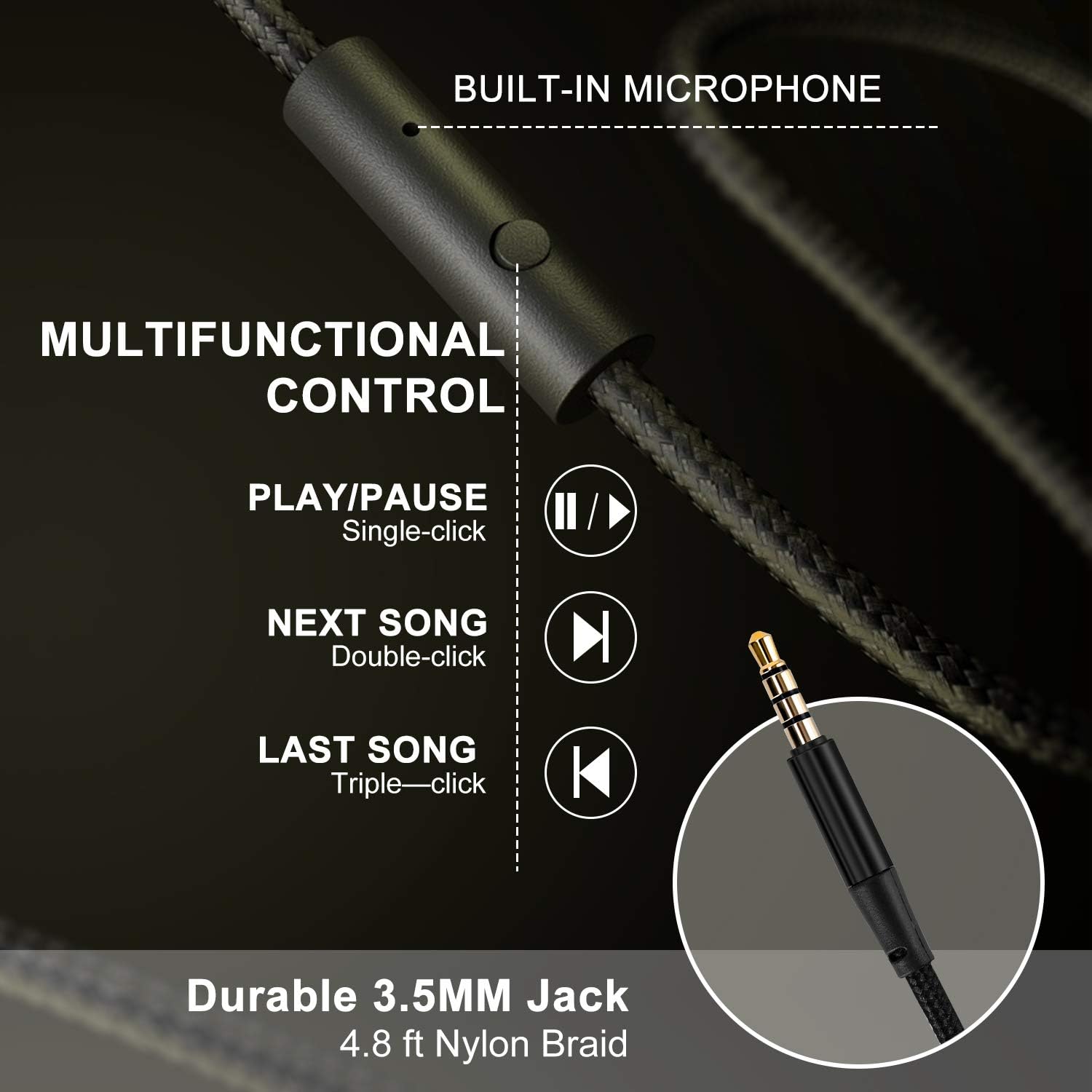 Wired Over Ear Headphones With Mic Stereo Bass 3.5mm Silver