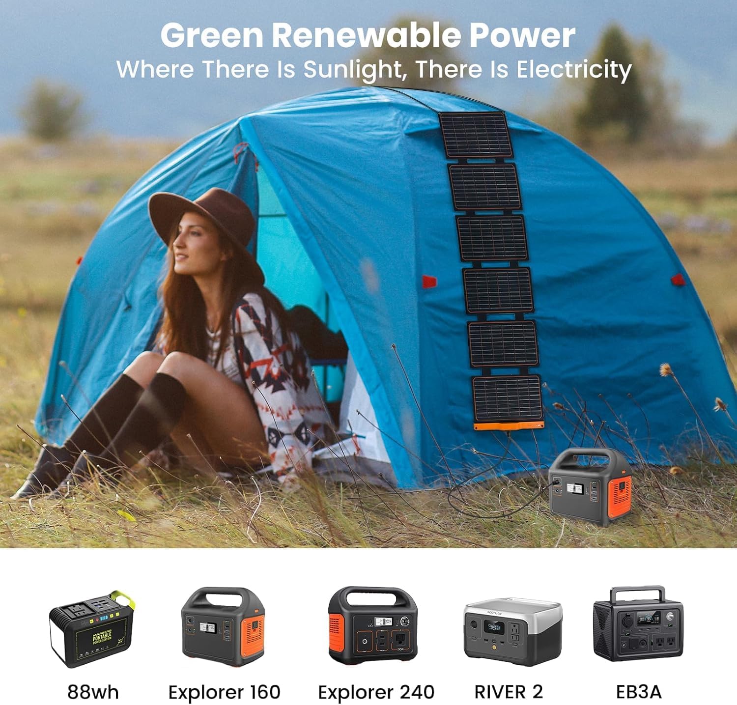 60W Foldable Solar Panel Charger USB-C USB-A Portable Camping