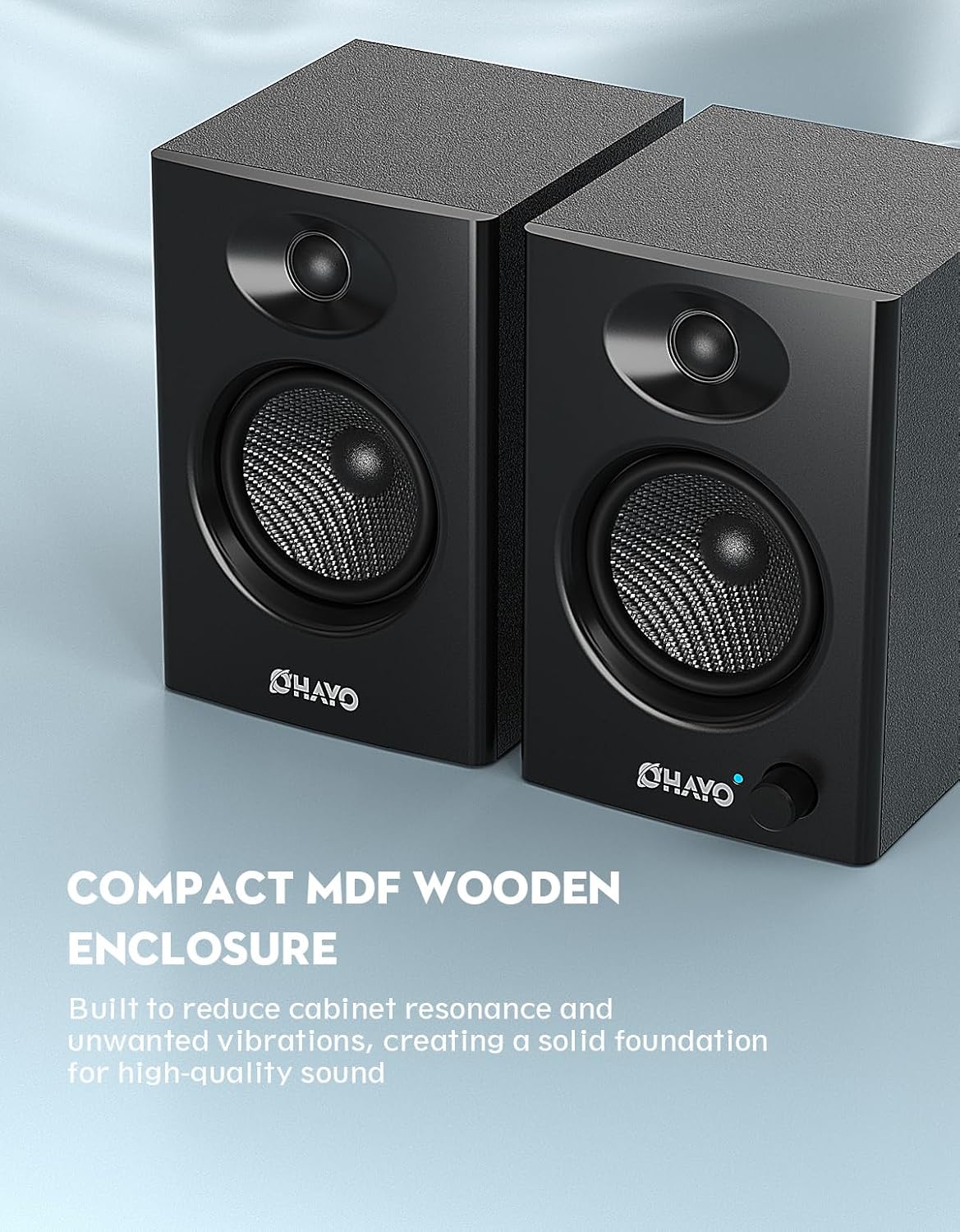 60W Bluetooth Bookshelf Speakers HiFi Stereo USB AUX RCA