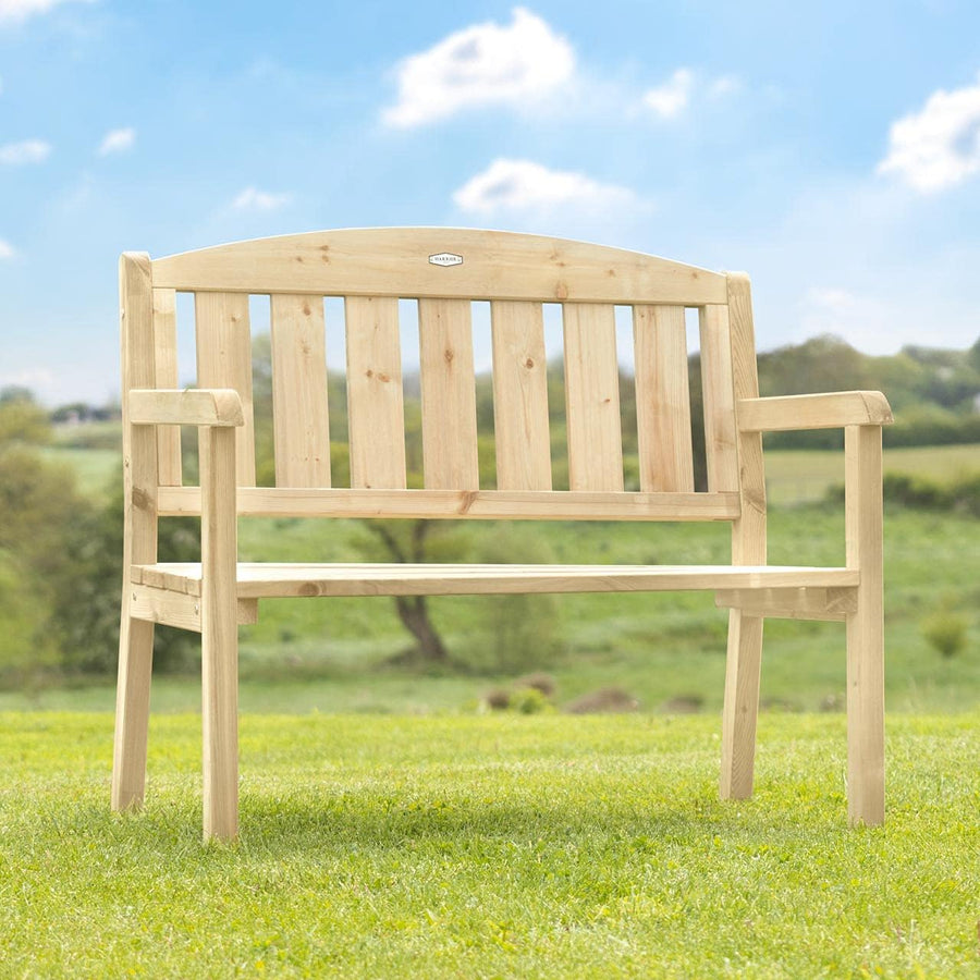 2 Seater Wooden Garden Bench Outdoor Patio Seat Natural Wood