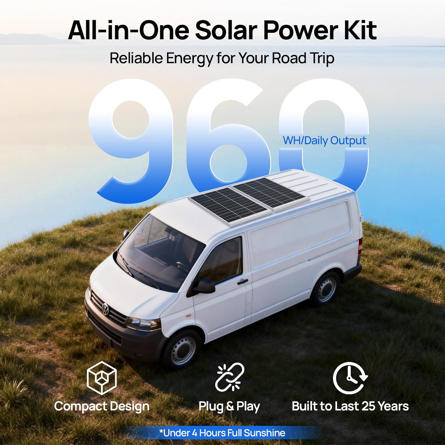 240W 12V Solar Panel Kit 30A Controller 2 Panels