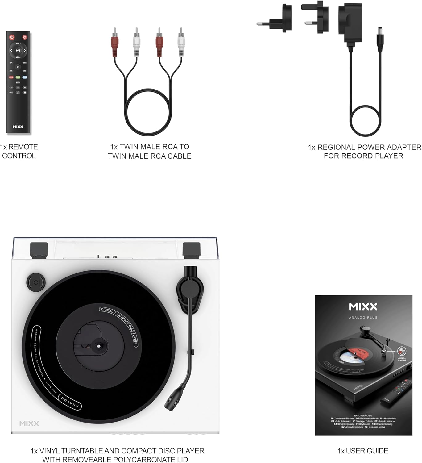 Automatic Vinyl Turntable CD Player Combo with Bluetooth White