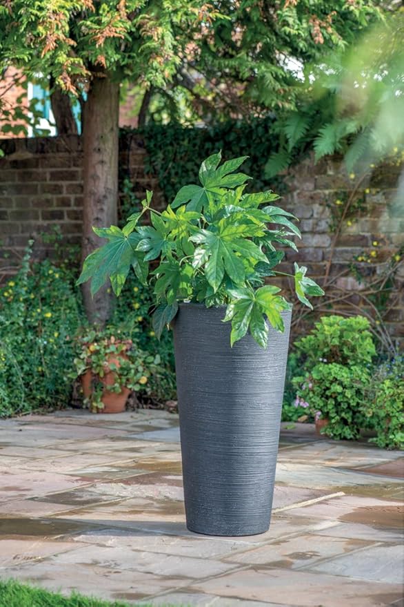 Tall Granite Effect Planter 75cm Large Outdoor Plant Pot 54L