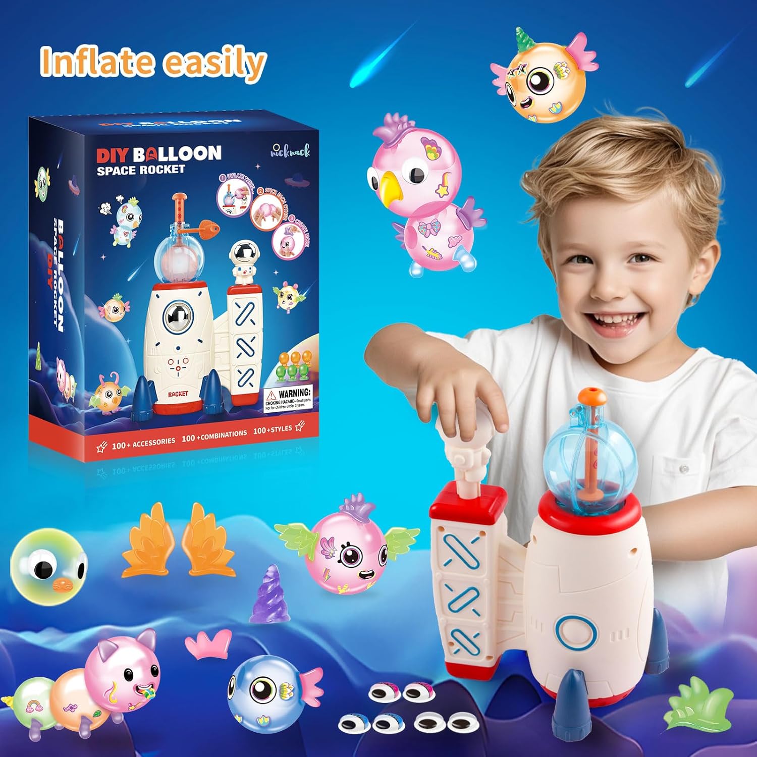 DIY Magic Sticky Balloon Kit 195pcs Nano Tape Craft Set Kids