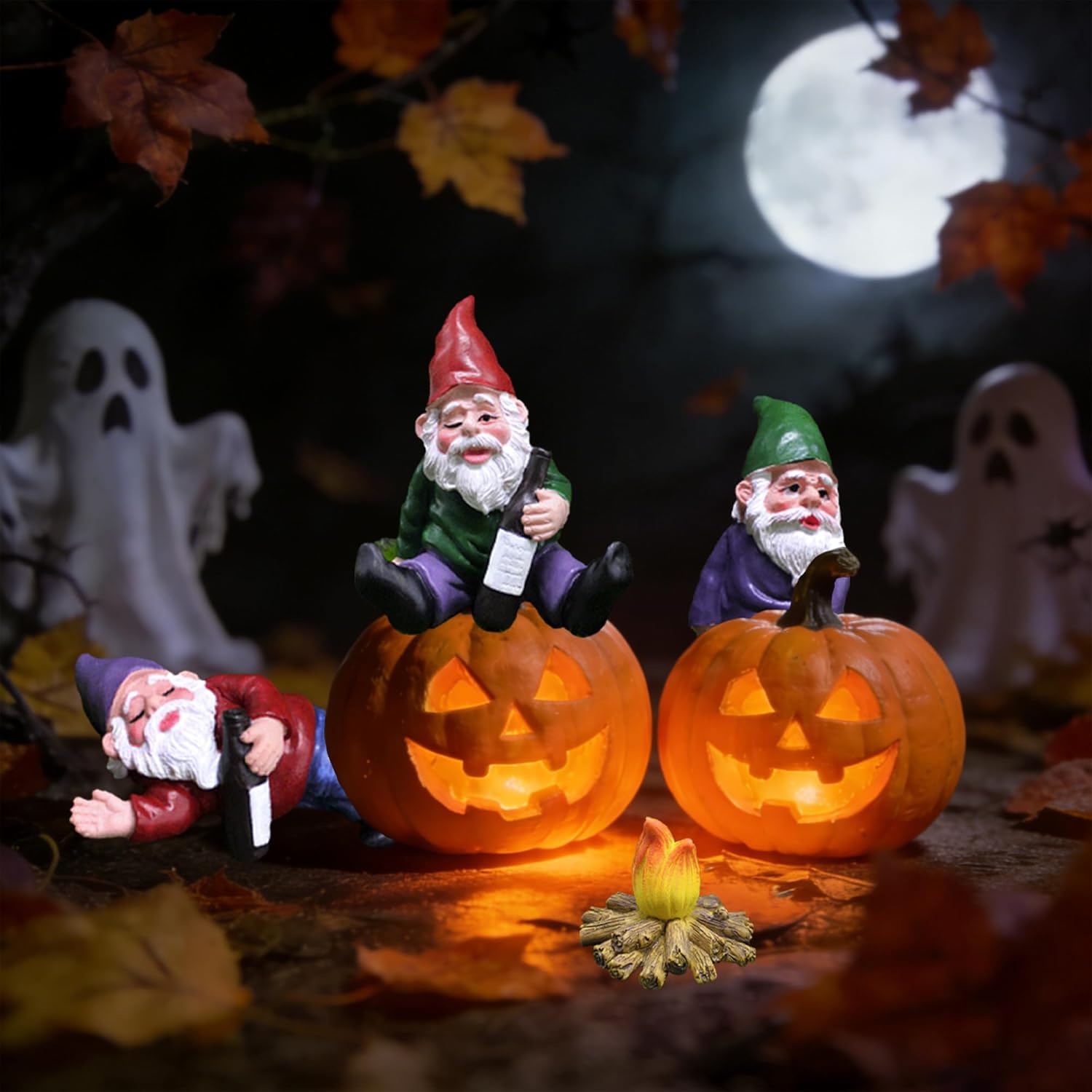 4Pcs Funny Garden Gnomes Set Drunk Peeing Resin Outdoor Decor