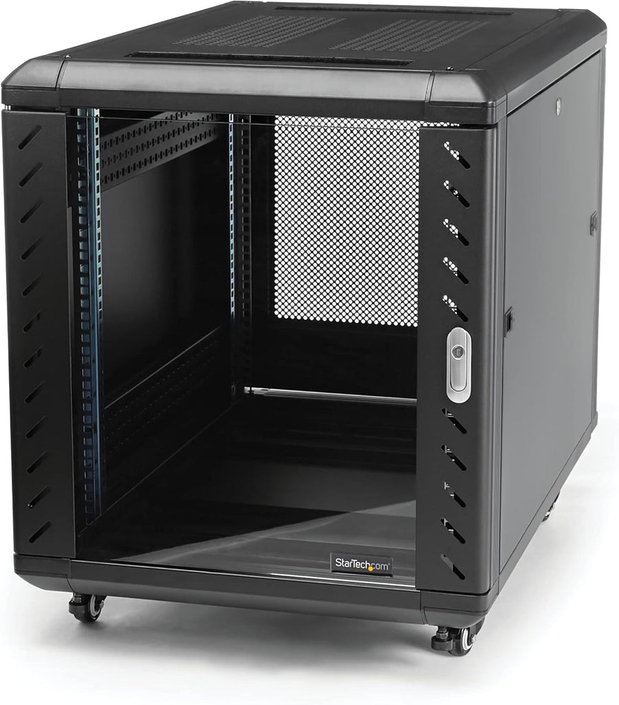 12U 19in Server Rack Cabinet 4 Post Adjustable Depth Mobile