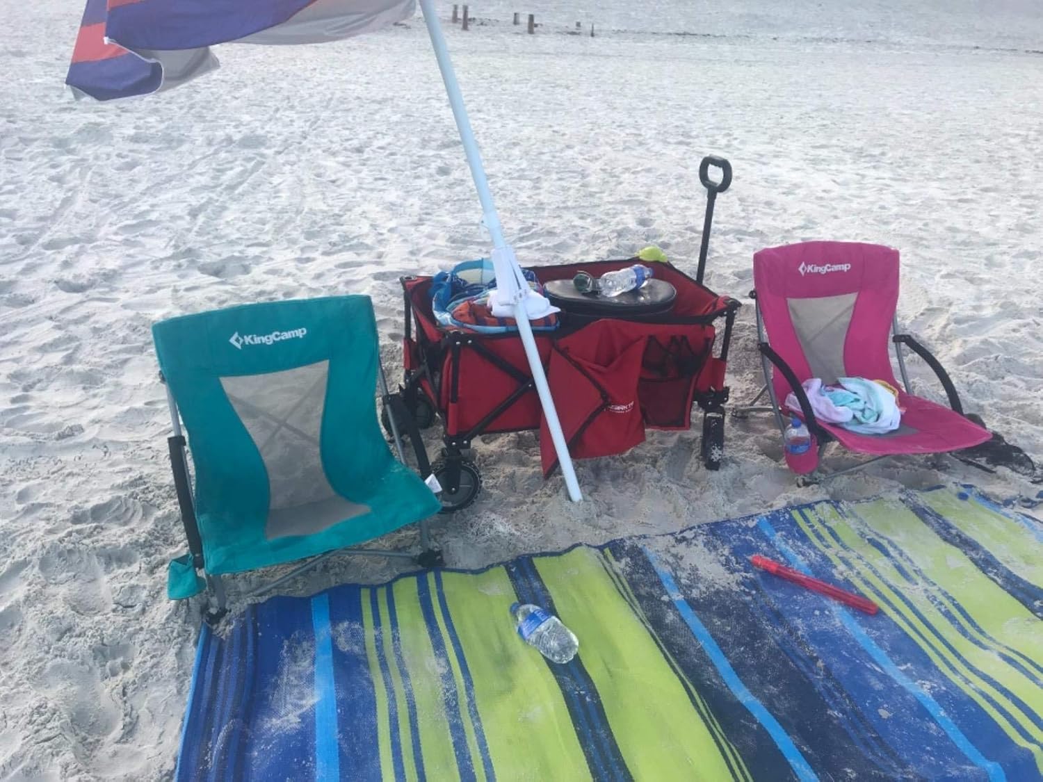 2 Pack Blue Low Folding Beach Chairs Heavy Duty Seats
