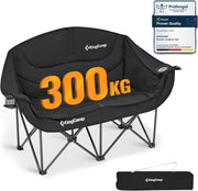Double Camping Sofa Chair 300KG Padded Black