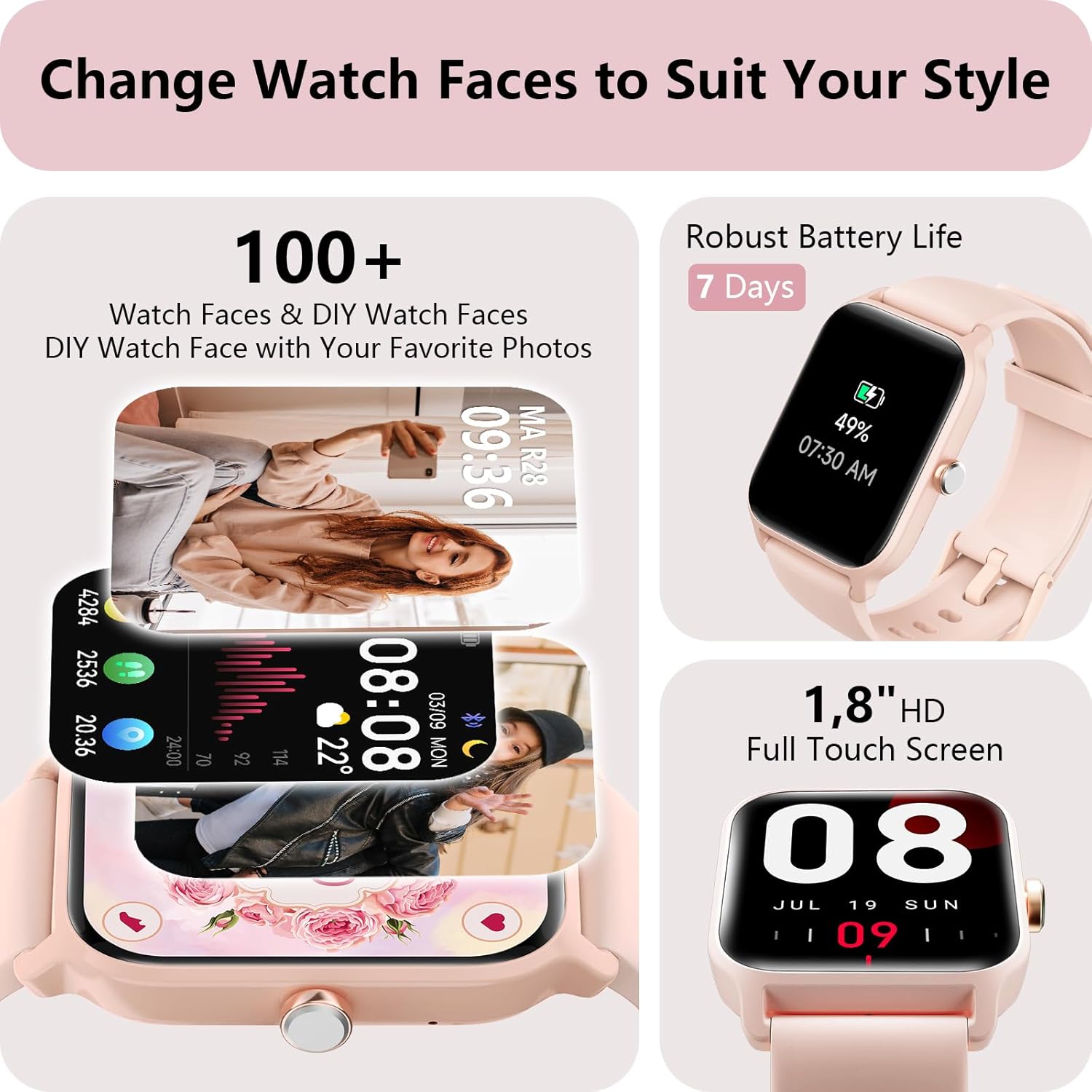 Womens Smart Watch Bluetooth Call Alexa Fitness Tracker