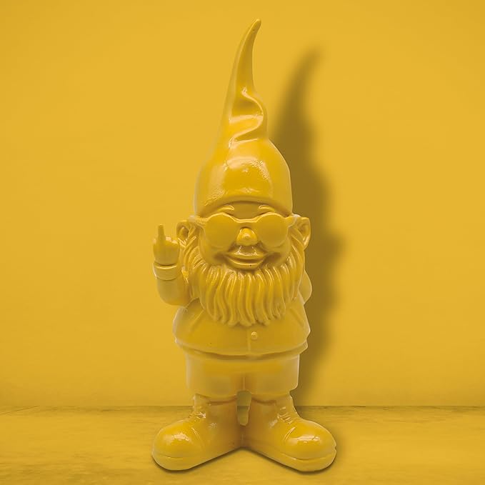 Swearing Gnome Statue Yellow 20cm Funny Home Decor Figurine