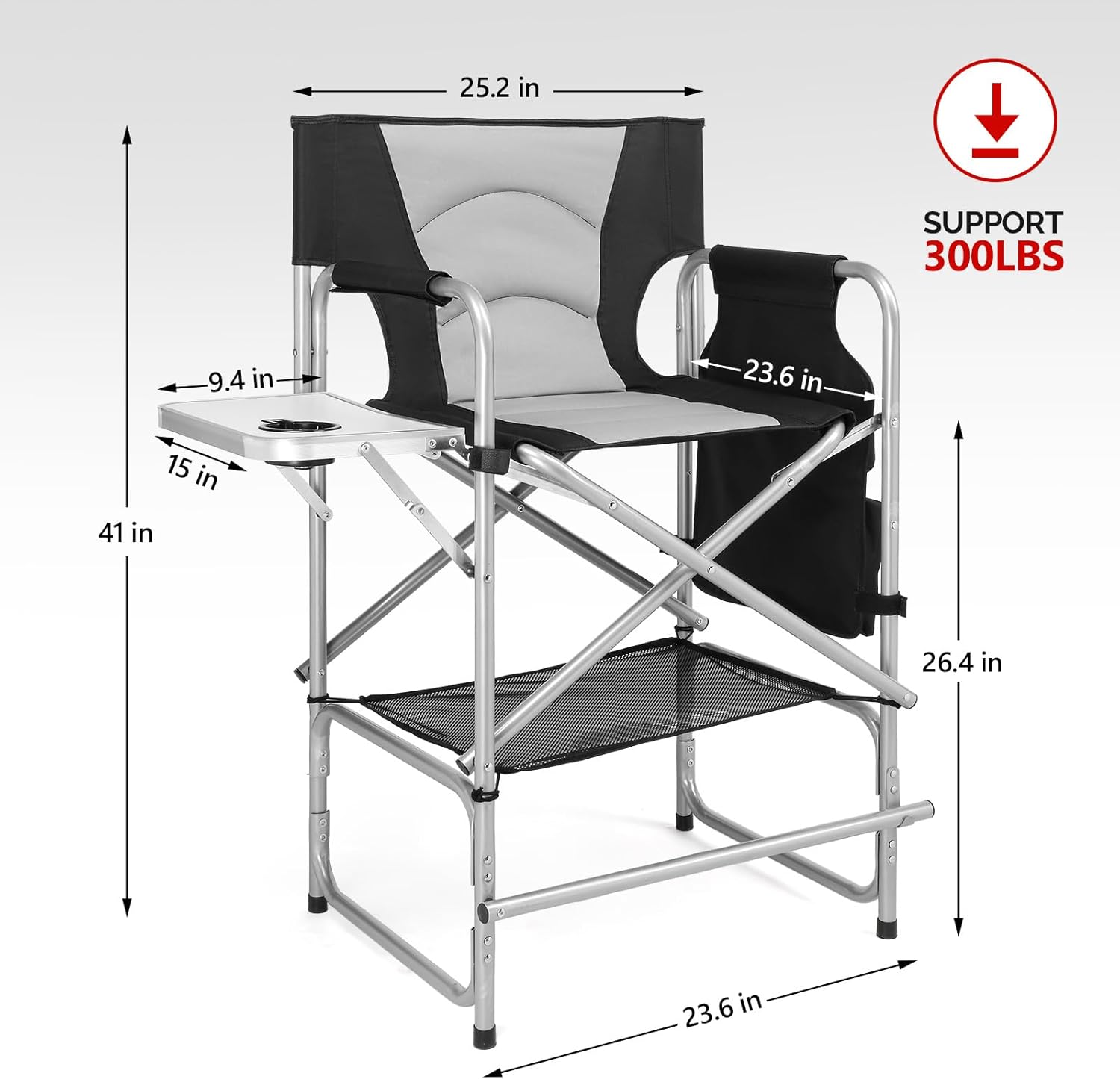 Directors Chair Folding Makeup Chair Side Table Storage