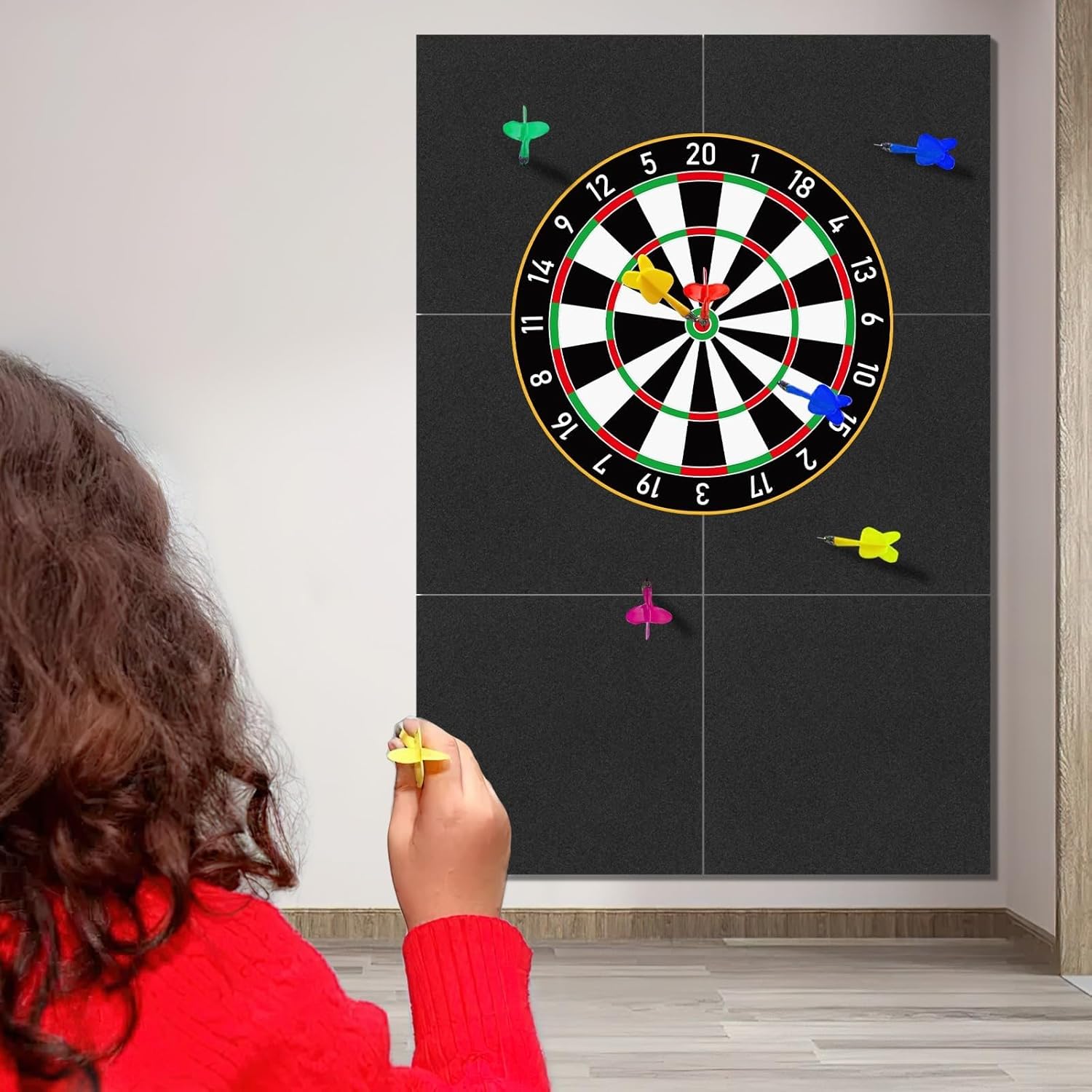 Felt Dartboard Wall Protector Tiles Self Adhesive 6 Pack 30cm