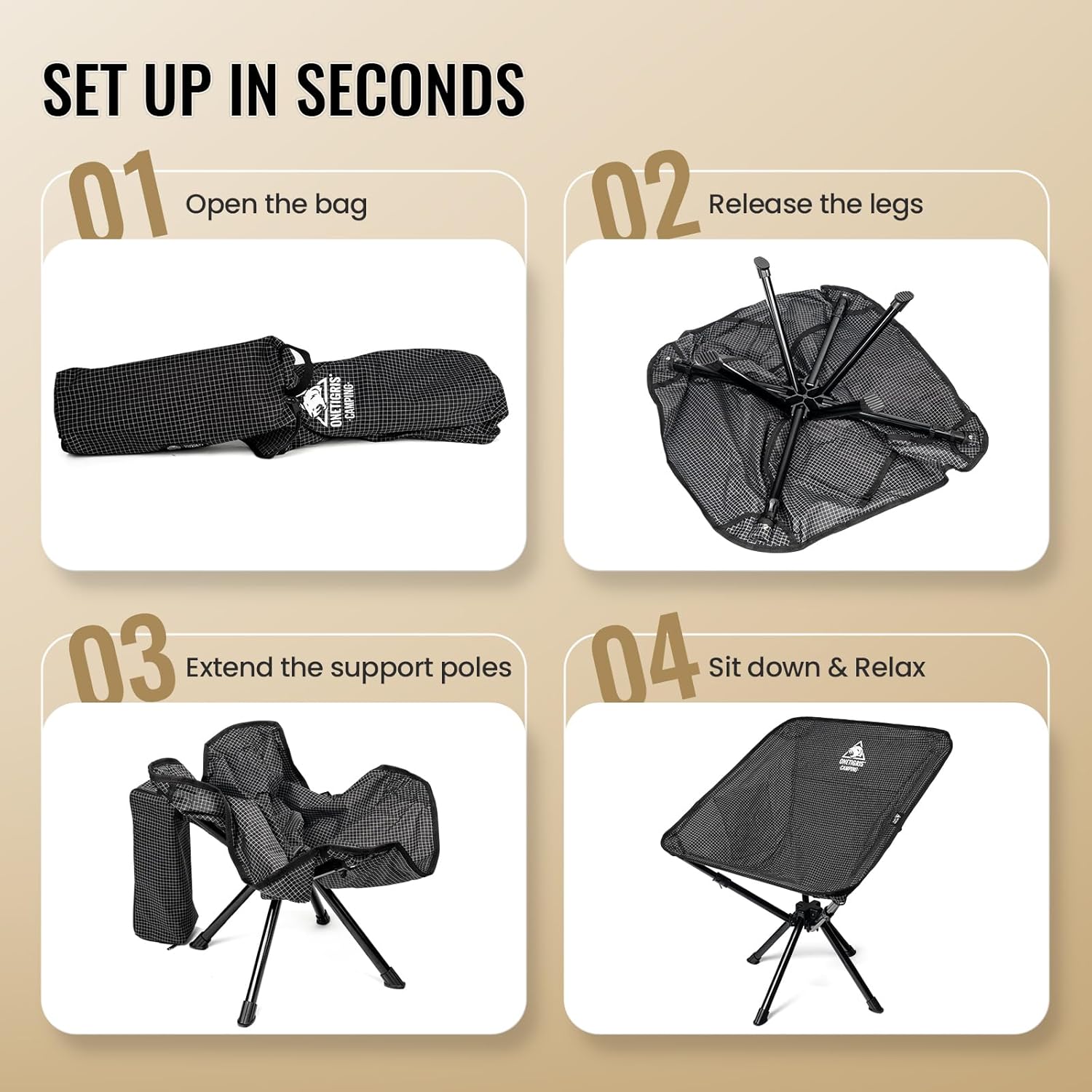 Lightweight Folding Camping Chair Portable Backpack Seat