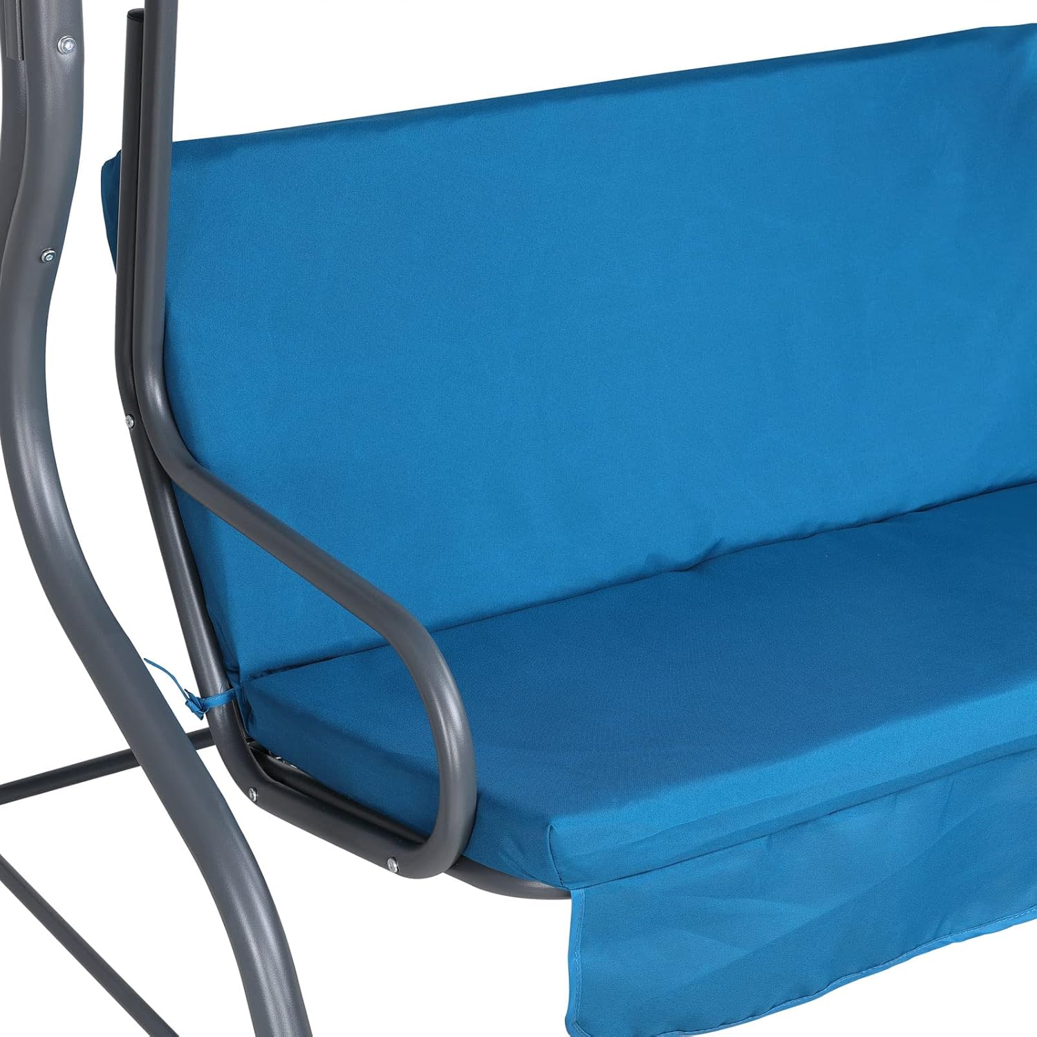 2 Seater Garden Swing Chair Adjustable Canopy Cushioned Blue Seat