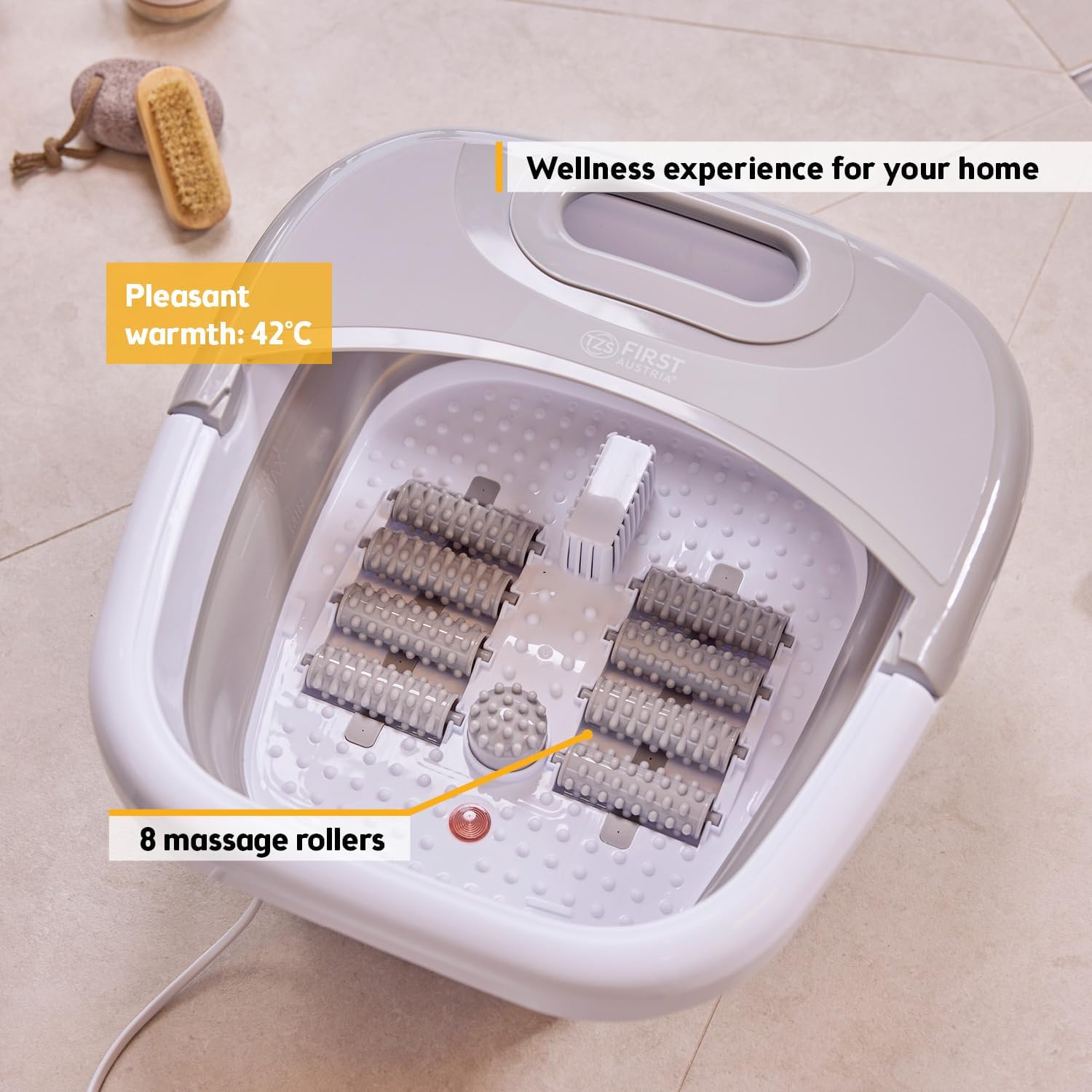 Foldable Foot Spa Massager Heated Bubble Vibration Rollers