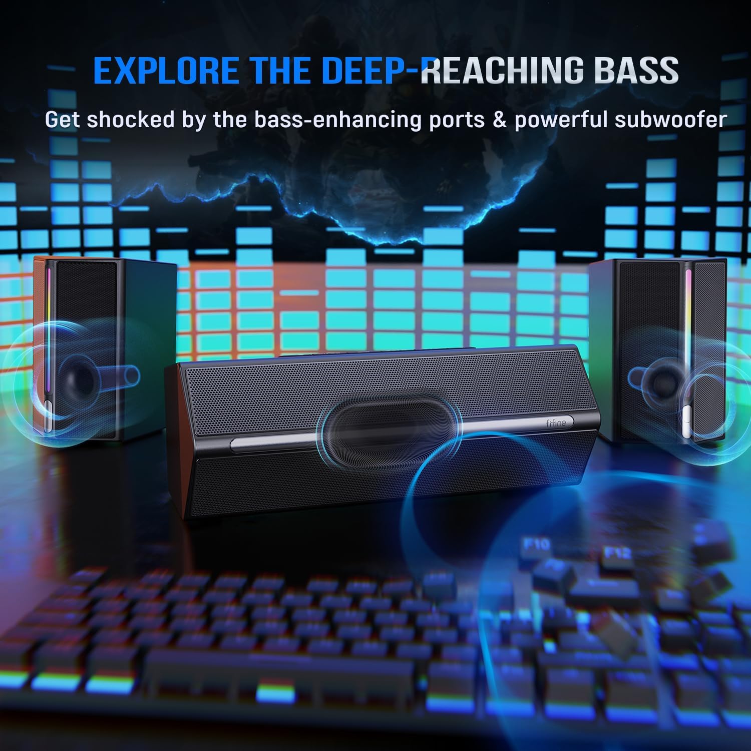 PC Speakers with Subwoofer RGB Gaming Soundbar Bluetooth