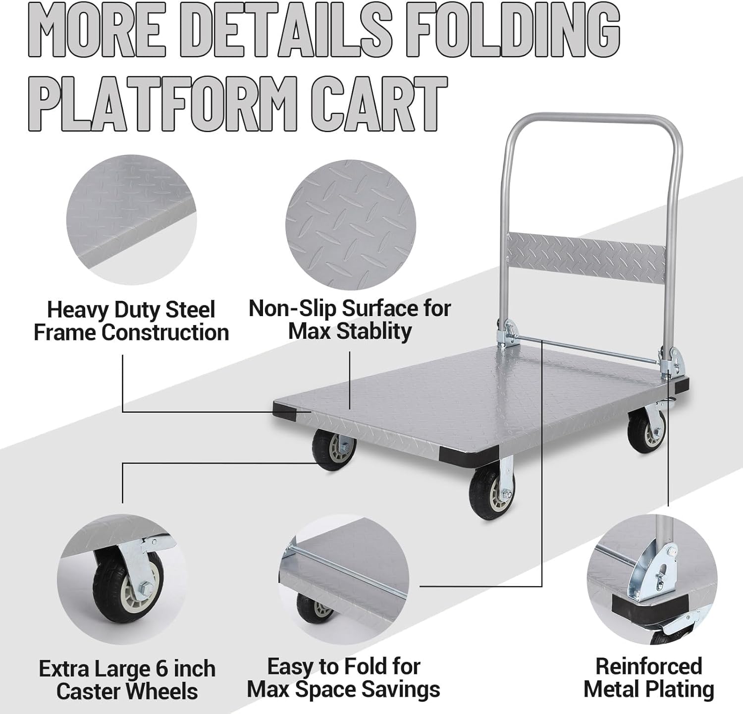 900KG Heavy Duty Platform Truck Folding Flatbed Trolley