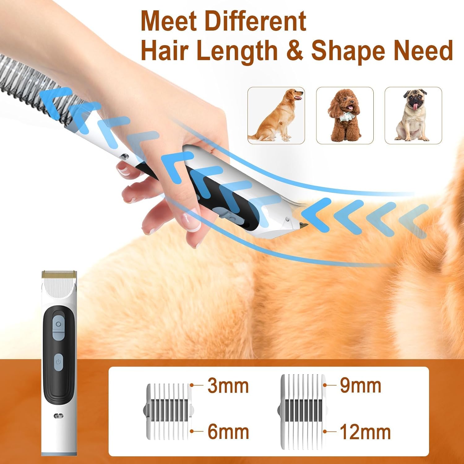 Pet Grooming Vacuum Dryer Kit 2.5L Low Noise 7 Tool