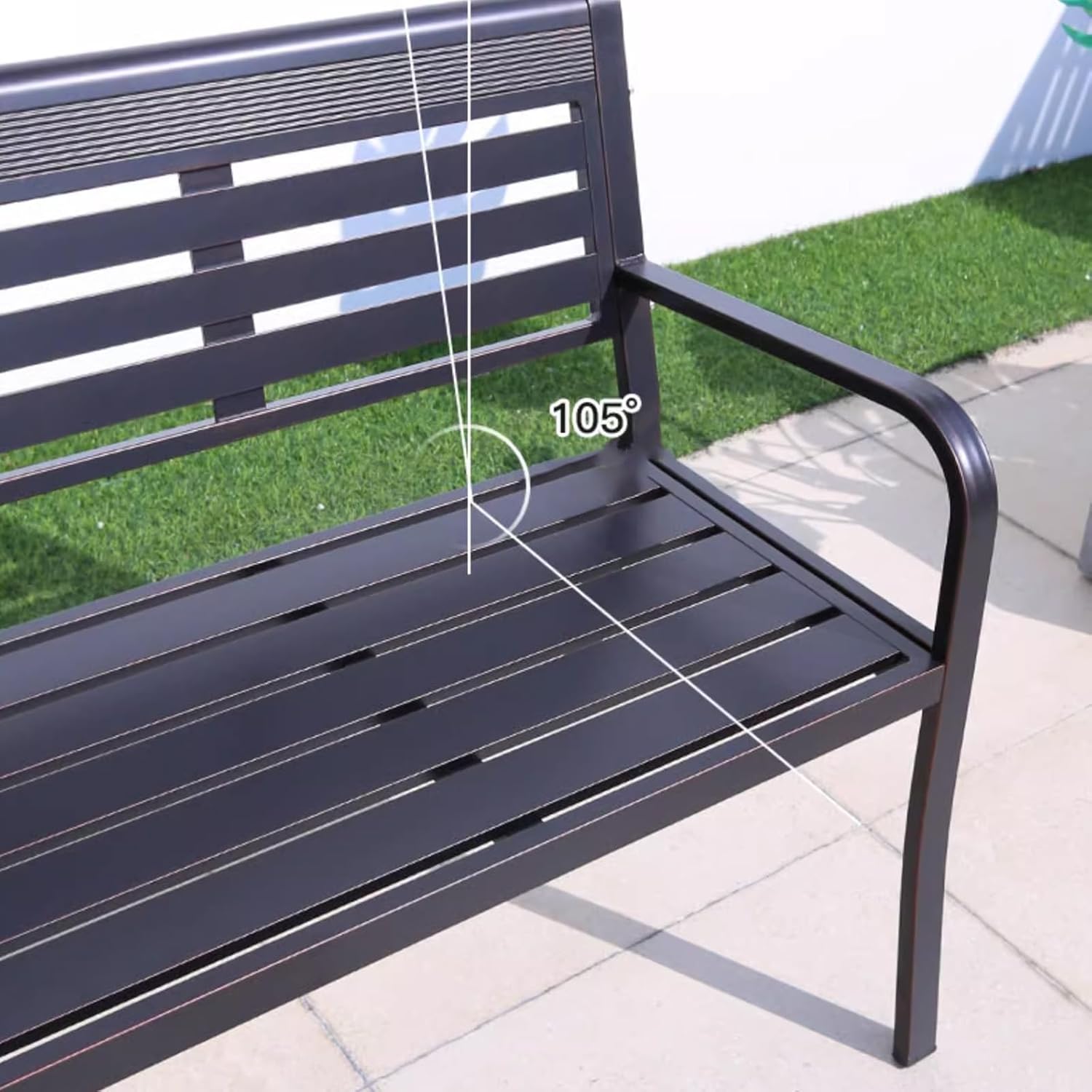 125cm Metal Garden Bench Weatherproof Outdoor Patio Park Seat