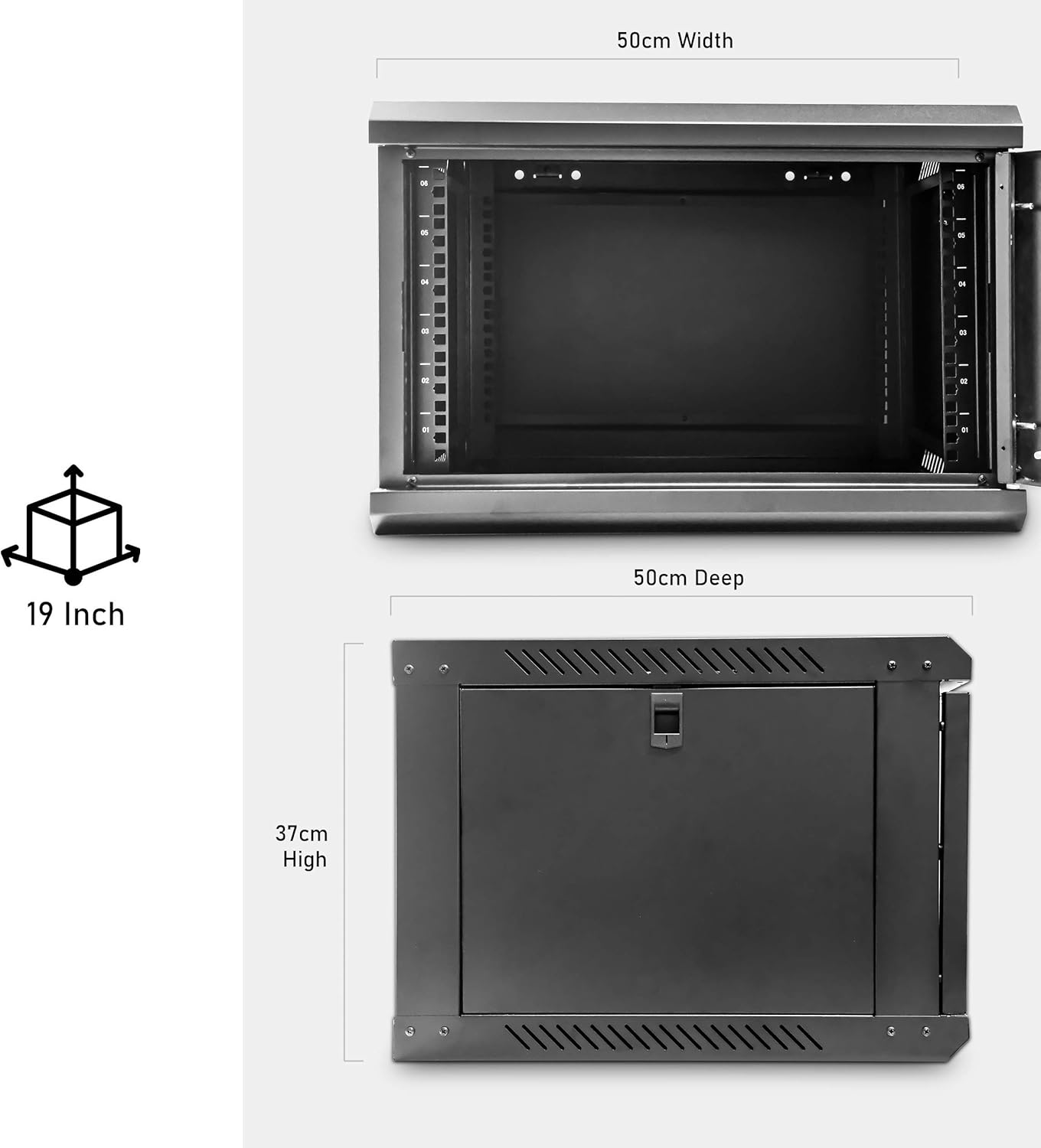 6U Wall Mount Server Rack Cabinet 19in Glass Door Black