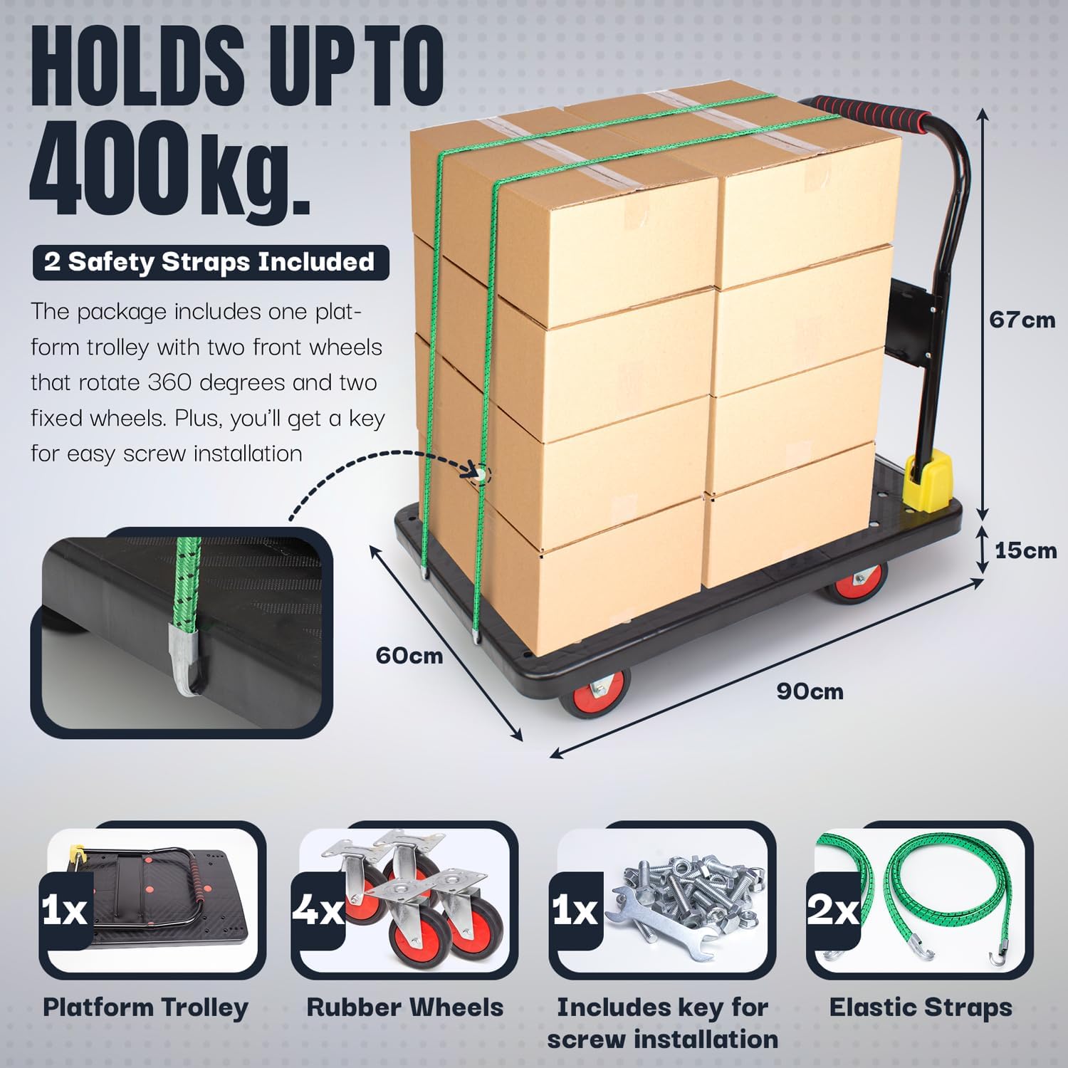 Folding Platform Trolley 400kg Heavy Duty Utility Truck