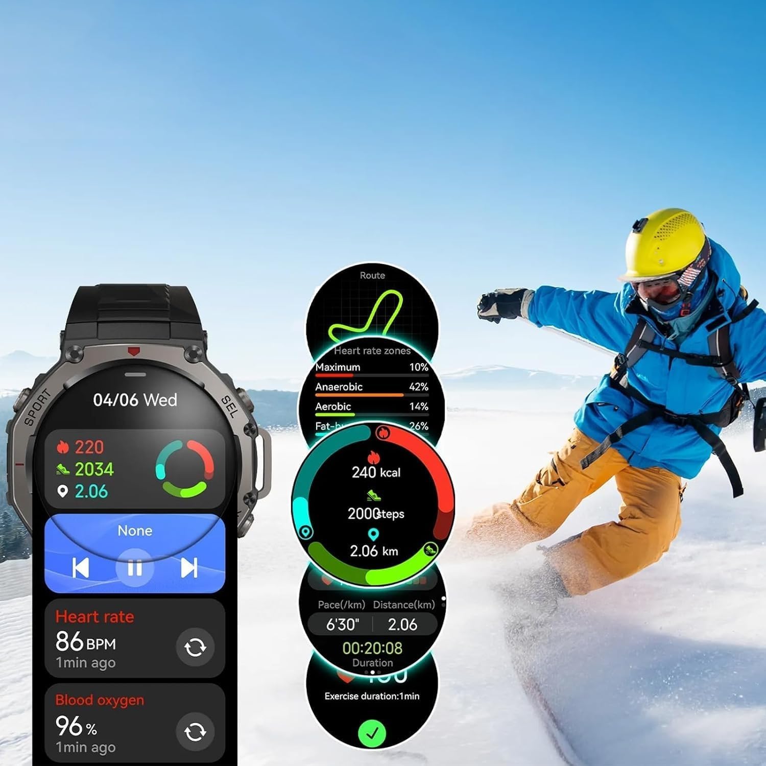GPS Sports Smart Watch Brown 170 Sport Modes Calls